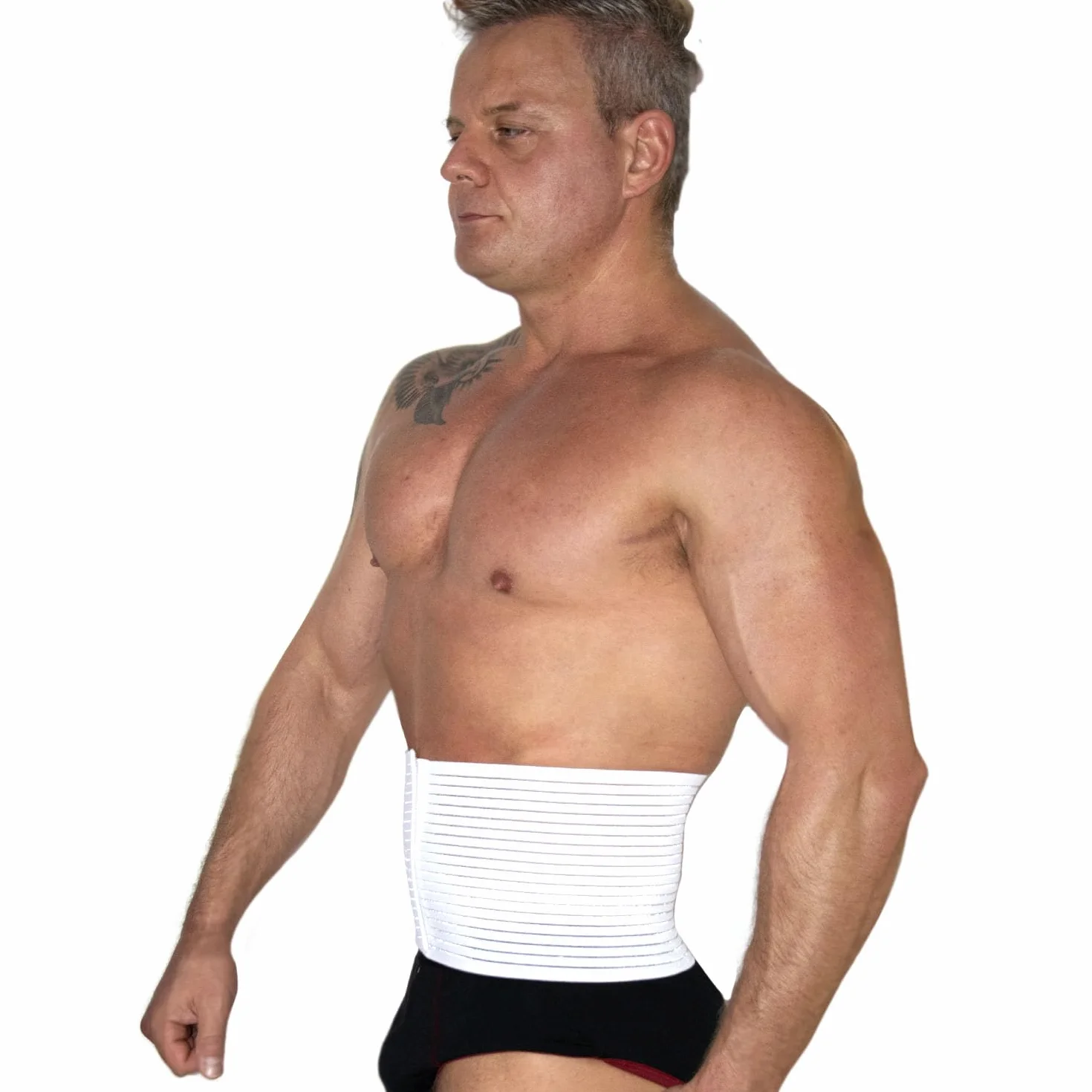 BODYPERFECT Fascia ernia ombelicale Pancera Post operatoria Cintura Post Parto Elasticizzata A Strappo Altezza 16 Cm Made in Italy (Bianco, L)