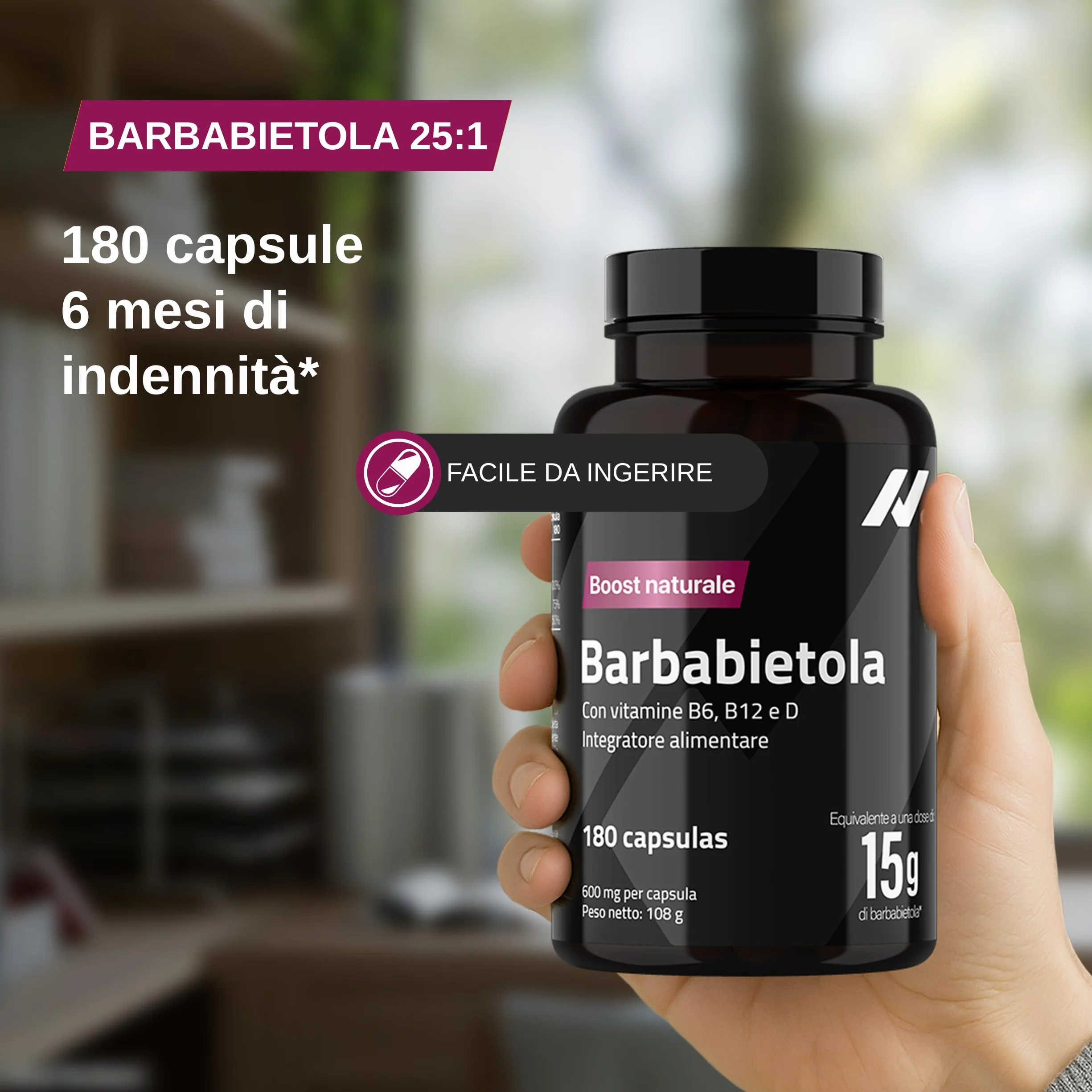 Barbabietola 25:1 180 Capsule Vegane Supporto Ossido Nitrico Nitrati Naturali Vitamine B6 B12 D Energia senza Caffeina