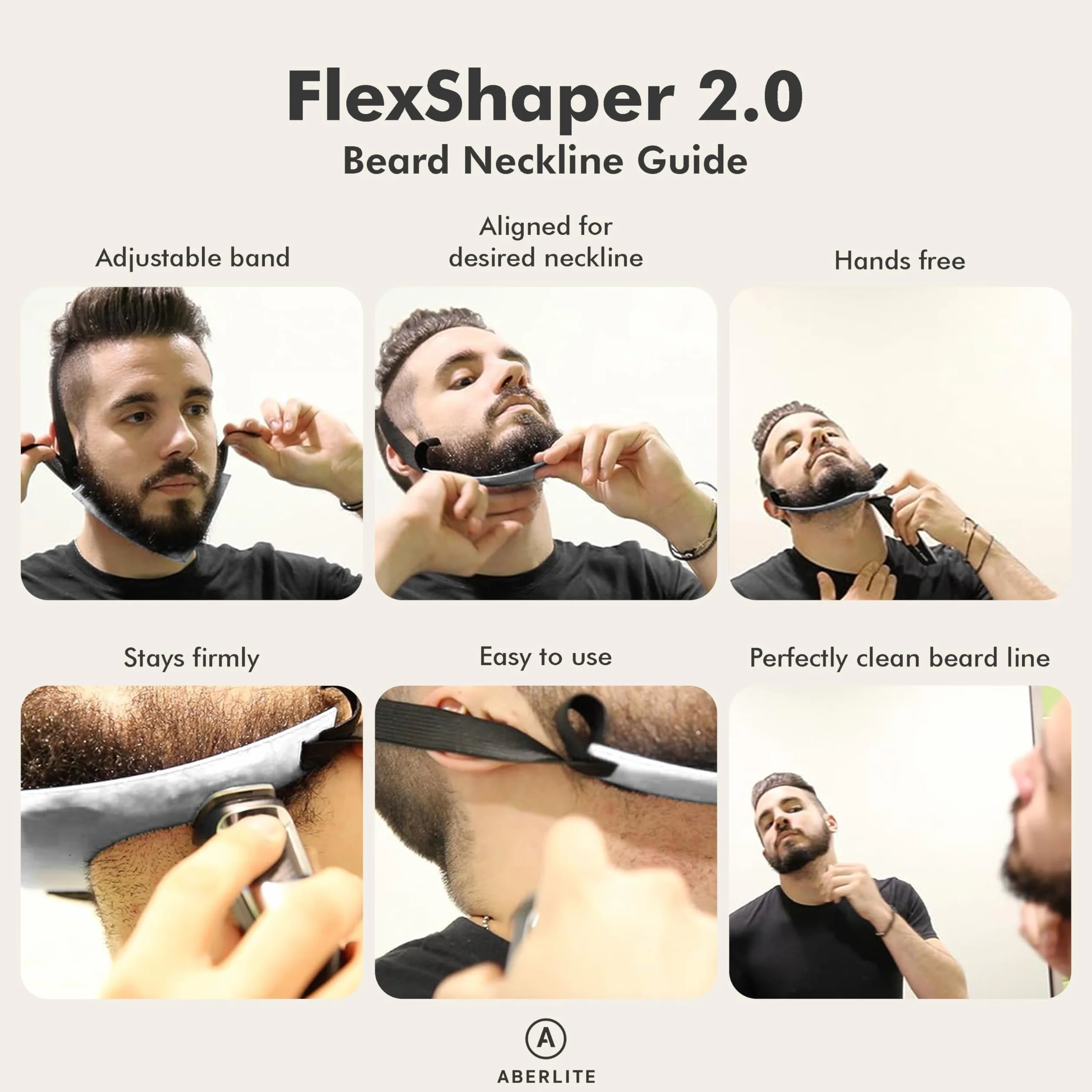 Aberlite Flex Shaper 2.0 modellatore per barba da uomo kit stencil allineamento bianco