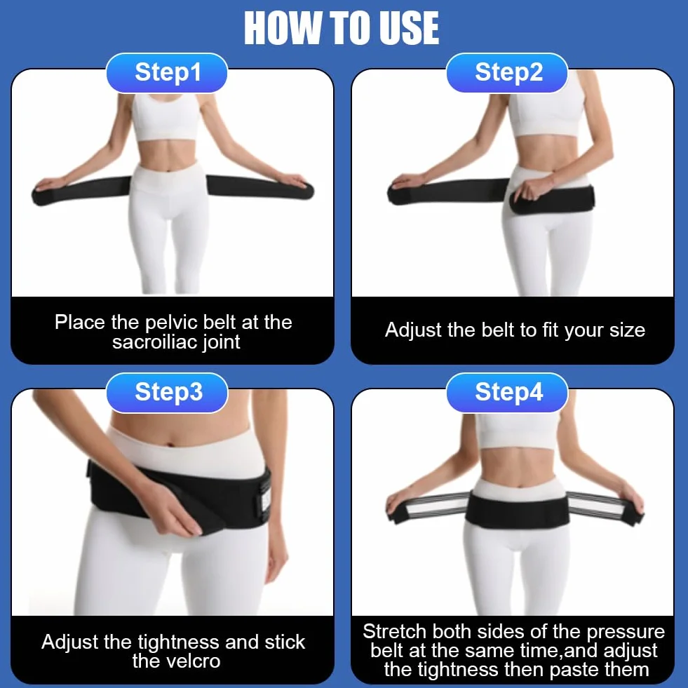 Cintura Sacroiliaca, Elastica Fascia di Supporto Sacro Iliaco, Regolabile Cintura di Compressione Della Vita, Cintura per Sciatica per Alleviare il Mal di Schiena e la Sciatica per Uomo e Donna