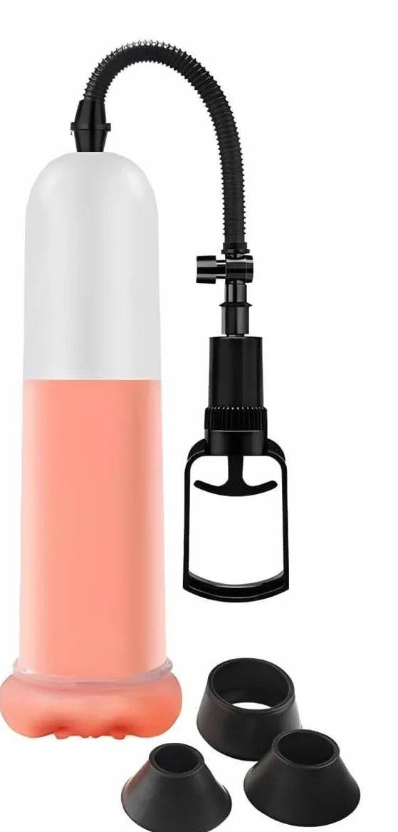 Pompa per Pene da Uomo con 3 Manicotti in Silicone - Vakuumpumpe per Erezione, Stimolazione e Potenza, Set Erotico