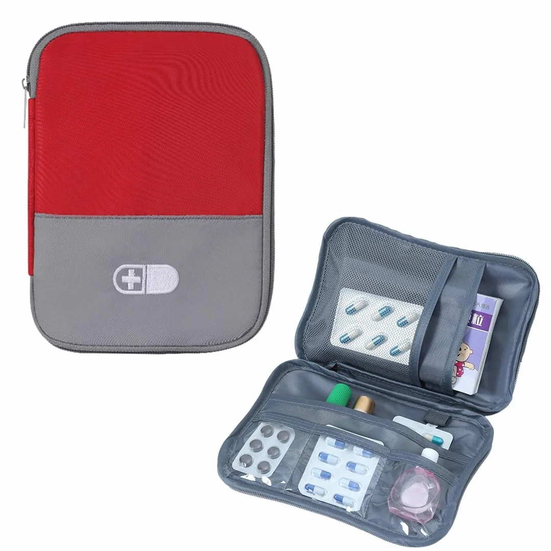 Borsa Medica Mini Kit Pronto Soccorso Viaggio Impermeabile Portamedicine Vuota Rosso