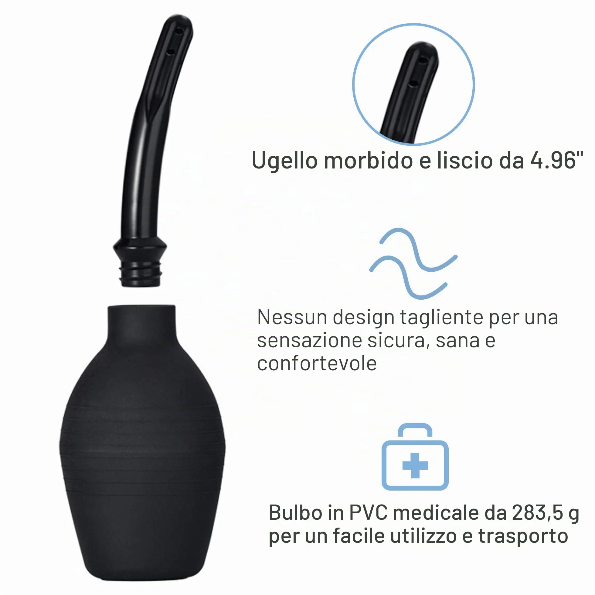 TopQuaFocus 294ml Lampadina per clistere Doccia anale Caffè per clistere per uomo Donna Pulizia punte 4,8' (nero)