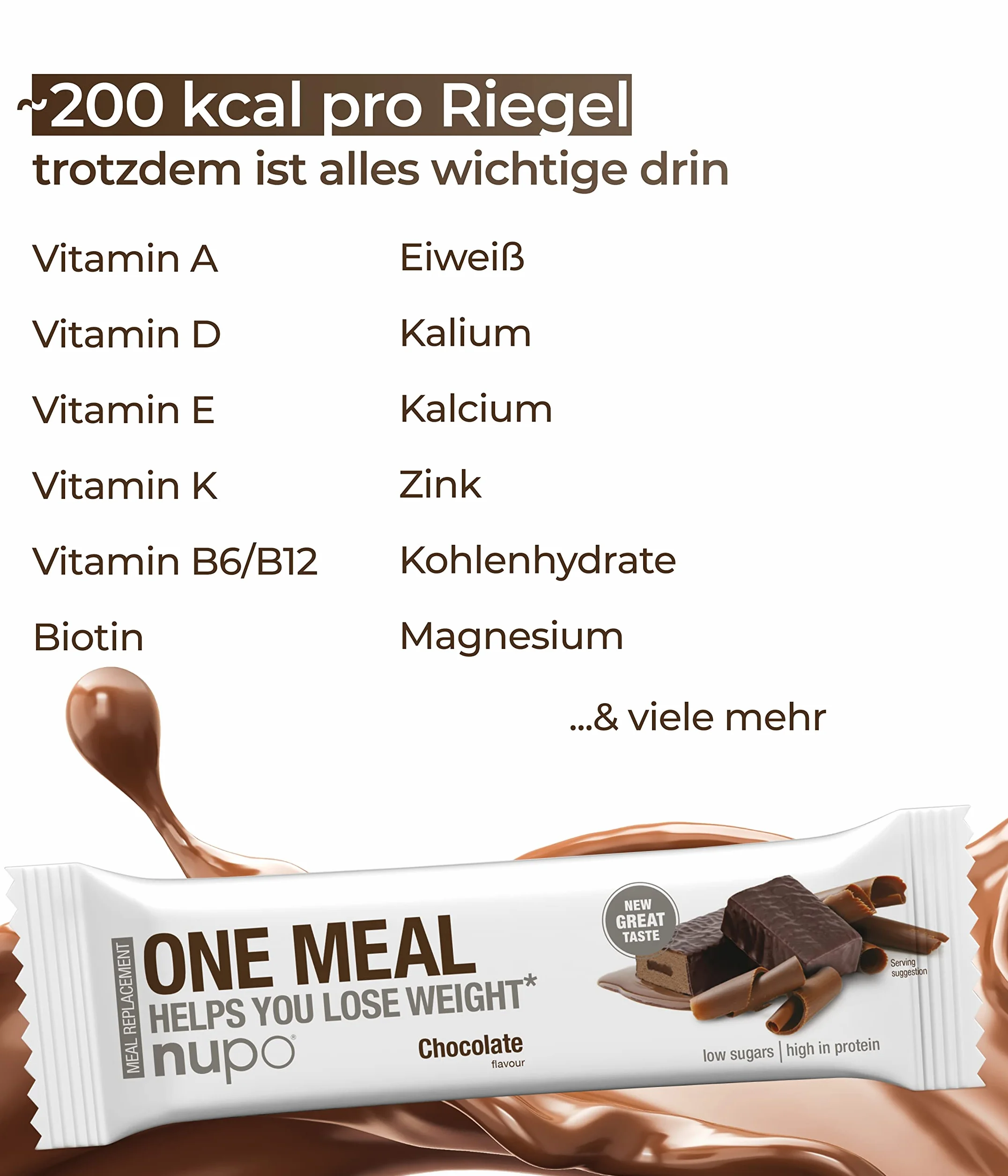 NUPO One Meal Bar Cioccolato barrette sostitutive del pasto 24 x 60g alto contenuto di proteine vitamine minerali