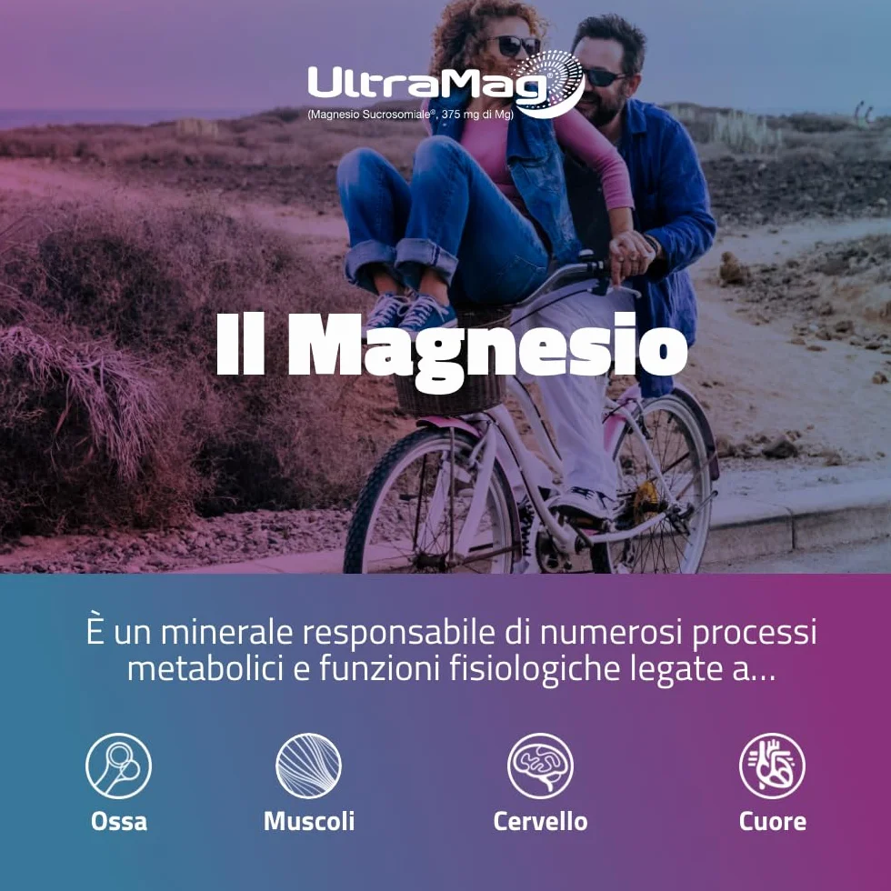 UltraMag Integratore di Magnesio Sucrosomiale 375 mg, Alto assorbimento, Riduce stress e affaticamento, 20+20 bustine, Pharmanutra