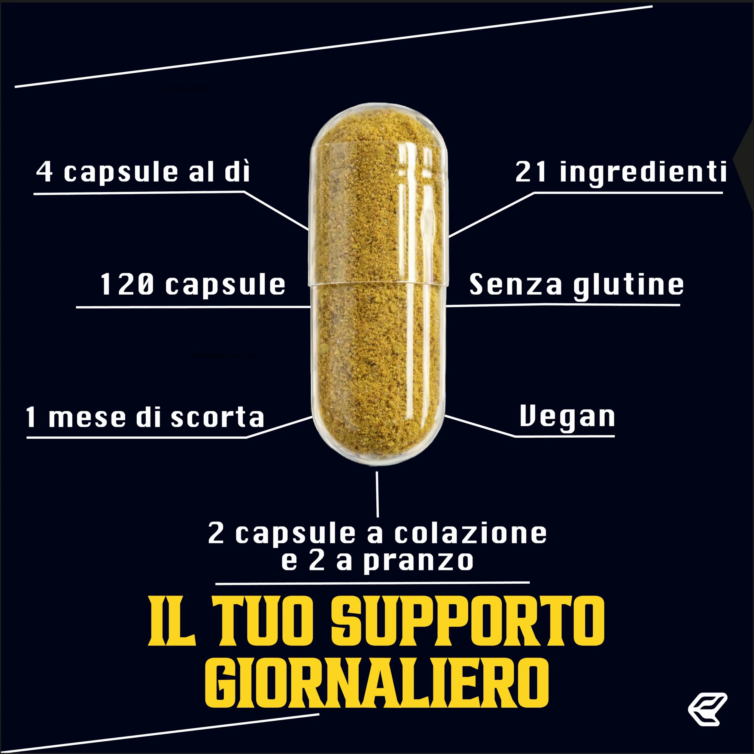 Italian Elite® Testo Complex 120 caps Maca 8000mg. Tribulus, Fieno Greco, Zinco, Arginina, Ashwagandha, Vitamine e Minerali