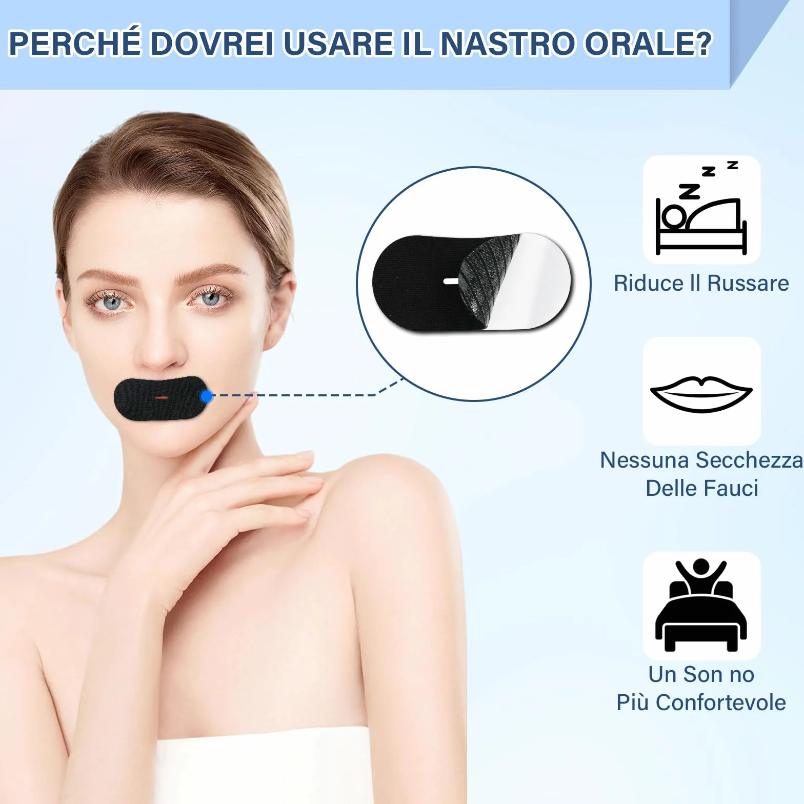 Mouth Tape for Sleeping 90 Pezzi Cerotti Bocca Antirussare Respirazione Nasale