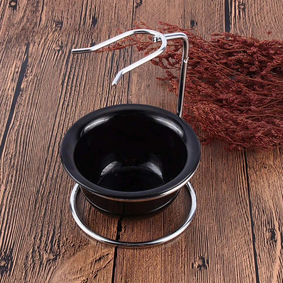 Supporto per pennello da barba, Kit di supporto per rasatura, Supporto per rasoio per pennello da barba in acciaio inossidabile e ciotola da barba nera per la pulizia del viso maschile