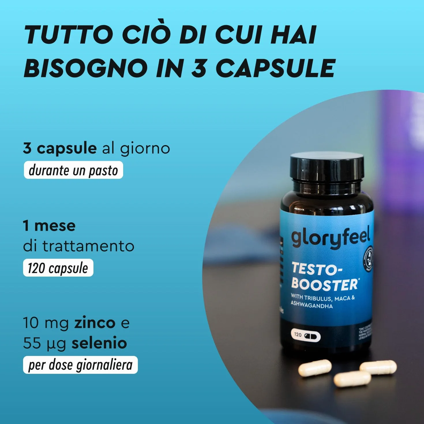 Testosterone Uomo Booster Extra, Dosaggio Ottimale, con Maca (20:1), Tribulus Terrestris (25:1), 500mg di Fieno Greco, Ginseng, Citrullina, Ashwagandha - 120 Capsule, Integratore Uomo