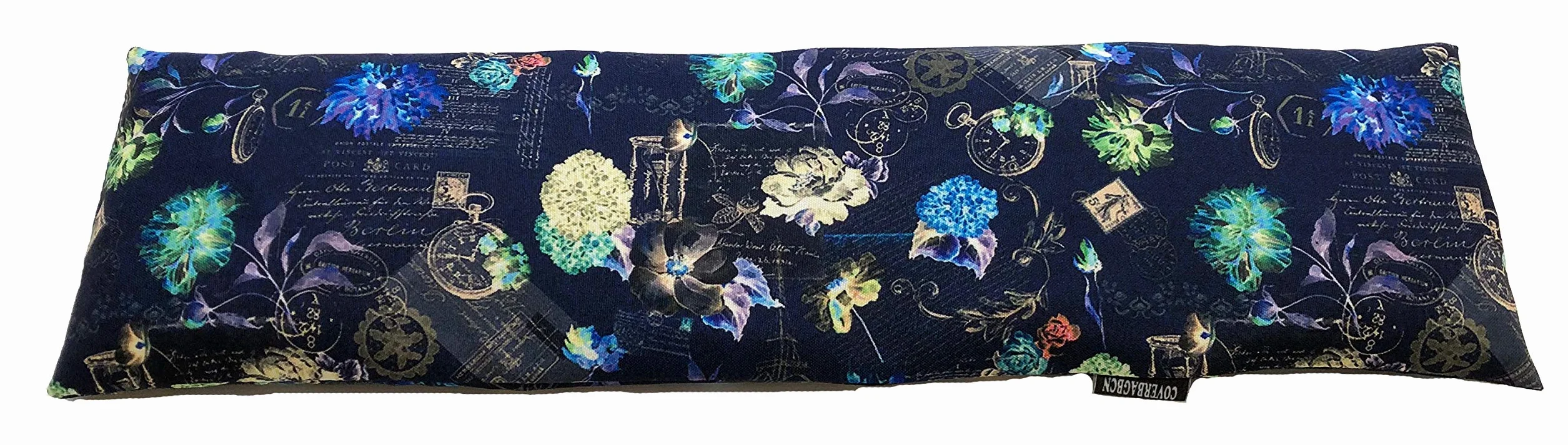 Sacchetto Termico Cervicale 50x14 cm | Riempimento con Noccioli di Ciliegia Naturali senza Chimiche | Doppia Fodera Lavabile | Terapia Caldo e Freddo 800 gr (Blu Vintage)