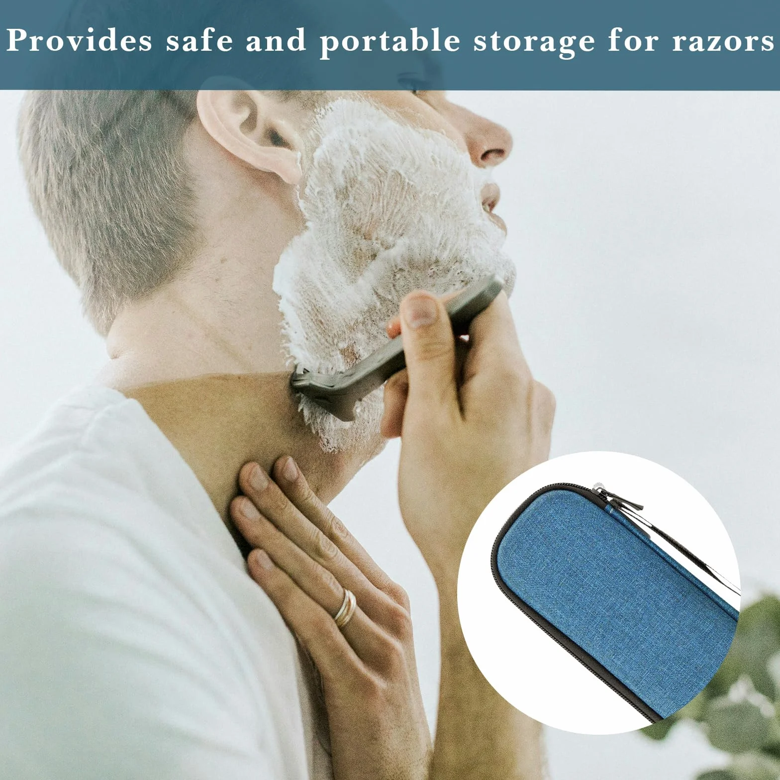 Linkidea Razor - Custodia da viaggio rigida, portatile, compatibile con Gillette Fusion5 Power & Mach3, custodia protettiva da viaggio per rasoio (blu navy)