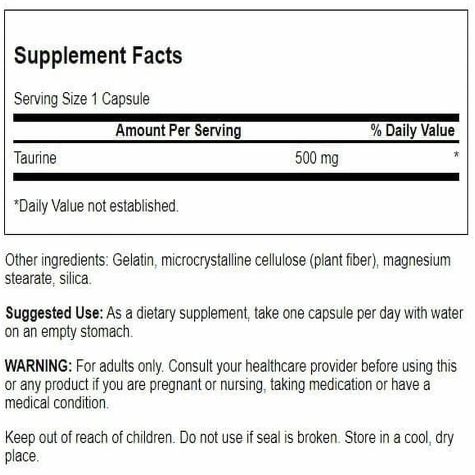 Swanson Taurine 500mg 100 caps