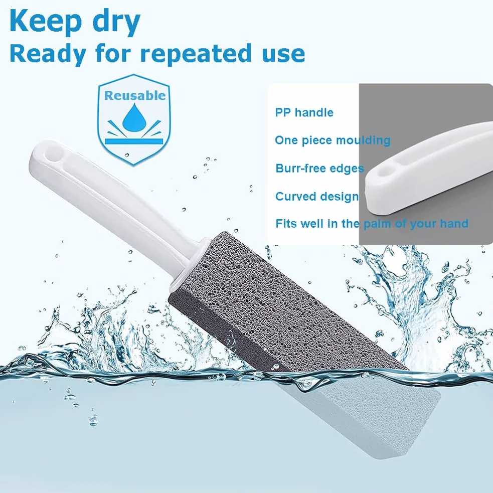 Pietra Pomice Pulizia WC con Manico 4 Pezzi per Bagno Lavandino Cucina Grill Grate Piscina