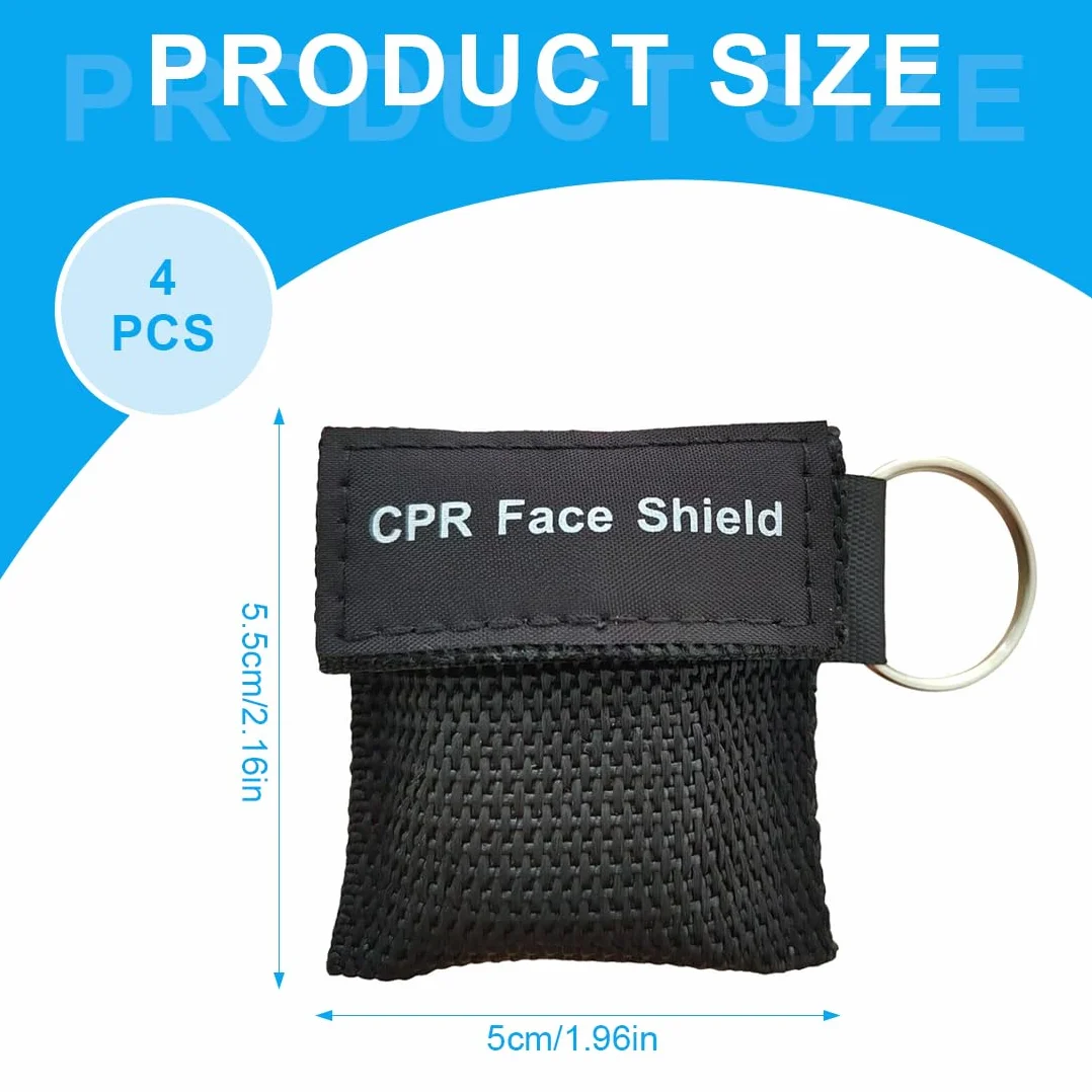 Pocket Mask Primo Soccorso 4 Pezzi Maschera Respirazione Portachiavi Nero