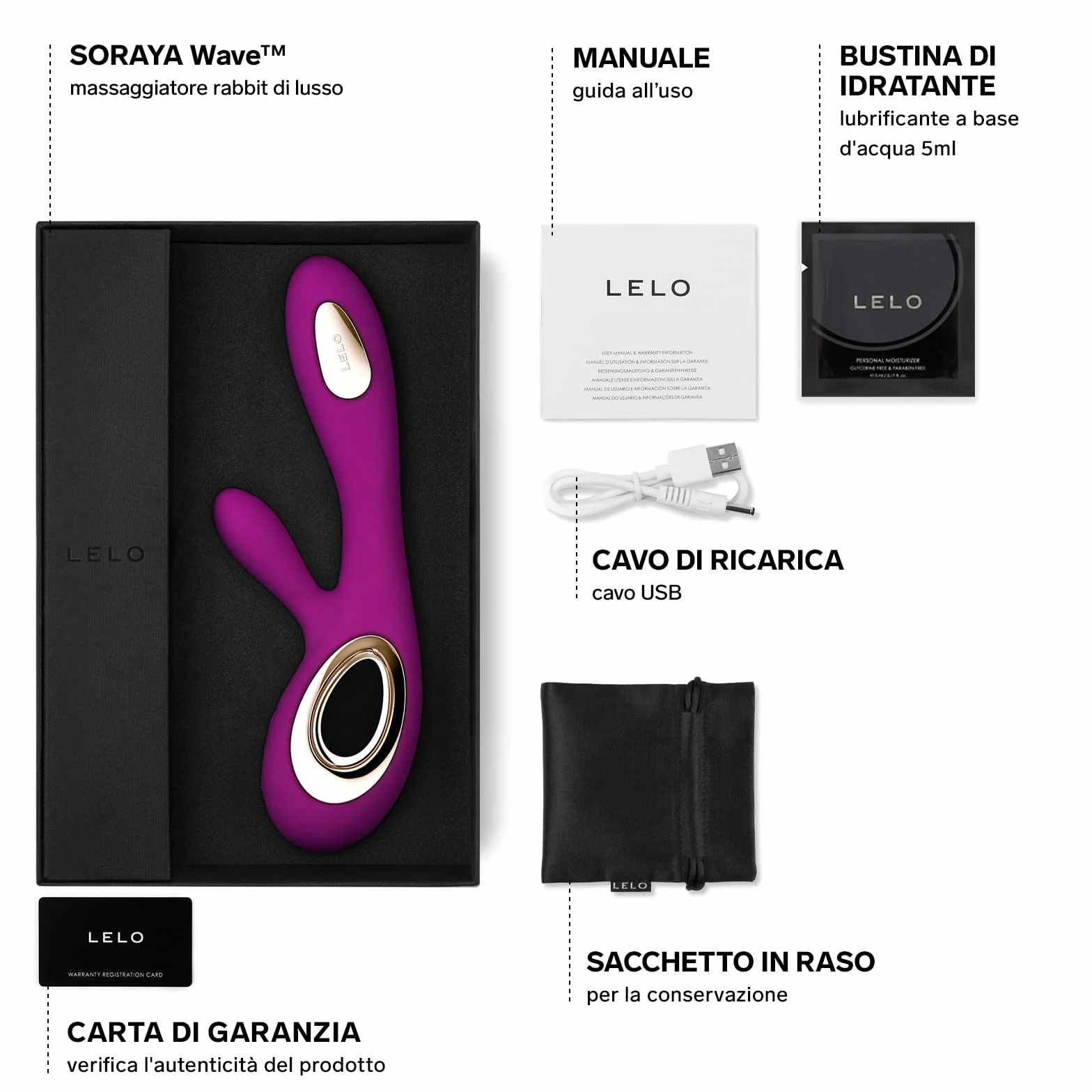 LELO SORAYA Wave Vibratore Rabbit Lussuoso con Tecnologia Wavemotion, Sex Toy per Stimolazione Interna ed Esterna, Vibratori Clidoride Donna, Vibratoreper Donna, Deep Rose
