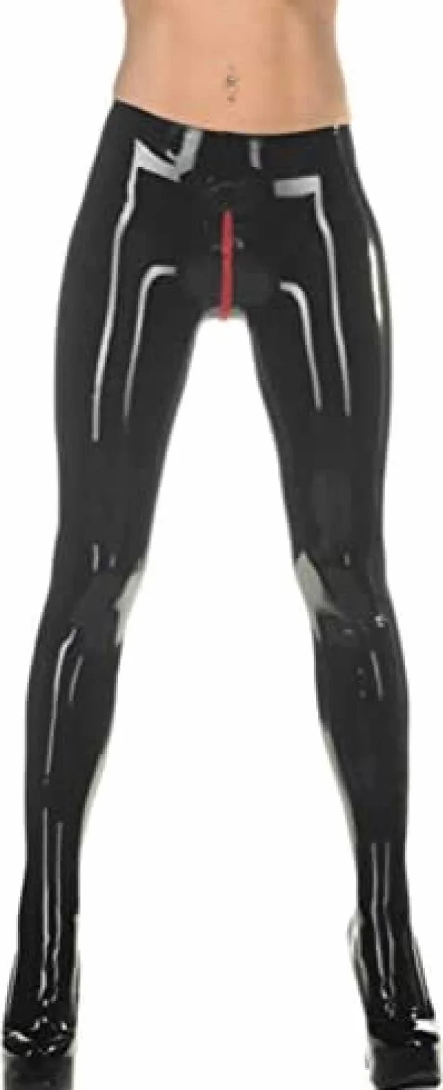 Latex Gummi Rubber Crotch Pantaloni Con Cerniera Rossa 0,4 Mm X-Piccolo