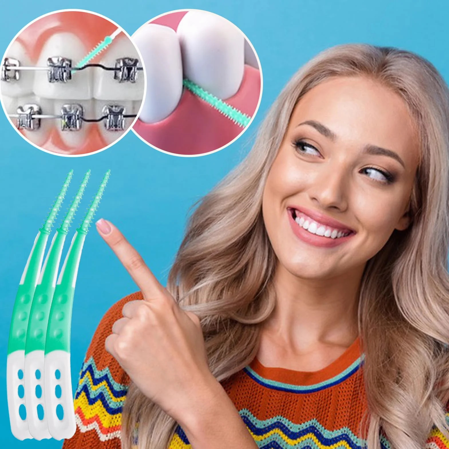 60 Pezzi Scovolini Dentali 65 cm, Spazzolino Interdentale, Igiene Orale