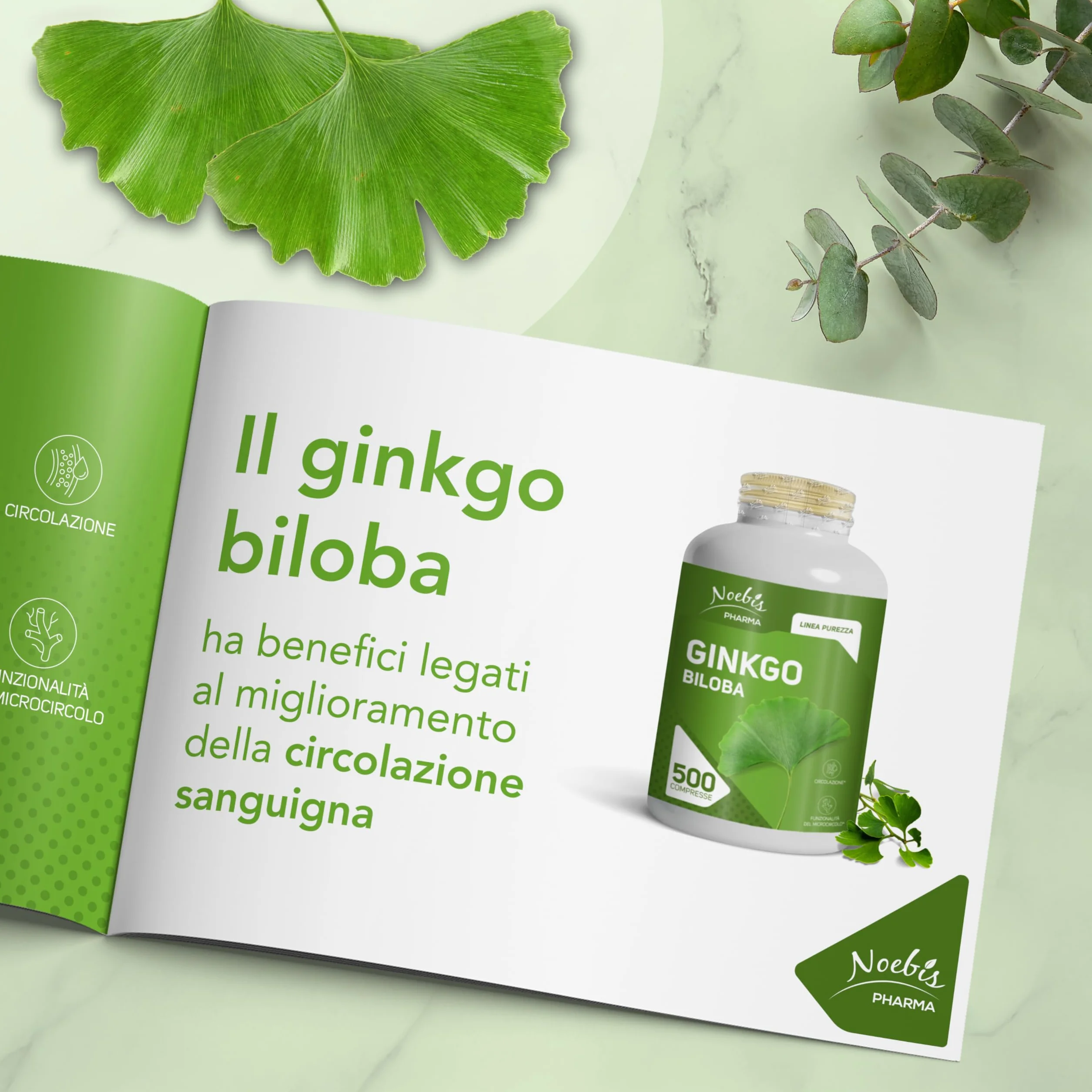 Ginkgo Biloba Noebis Pharma - Estratto Secco di Foglie - 500 Compresse - Microcircolo e Circolazione