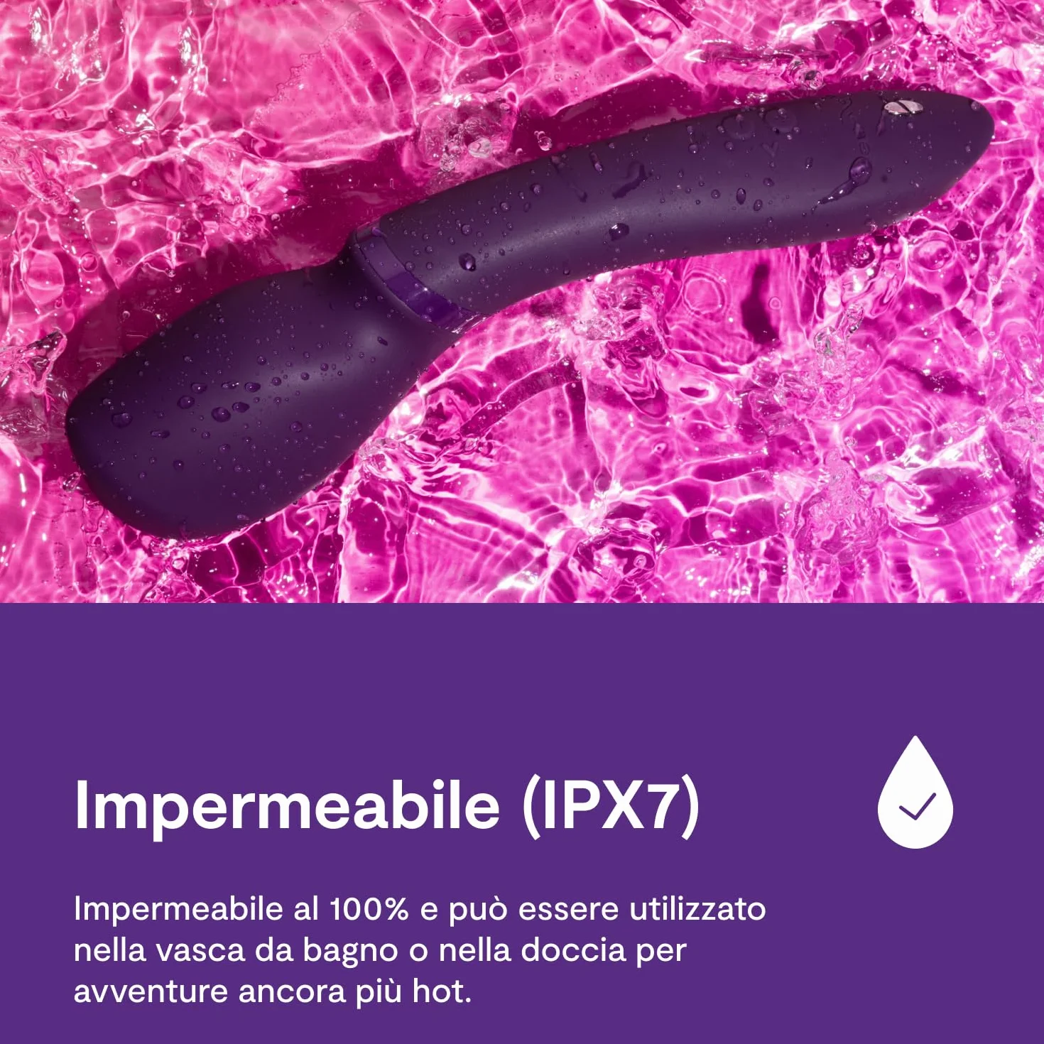 We-Vibe Wand 2 Massaggiatore a bacchetta vibrante - Massaggiatore a bacchetta senza fili con controllo via app - Giocattoli sessuali per donne - Più di 10 vibrazioni - Funzionamento silenzioso