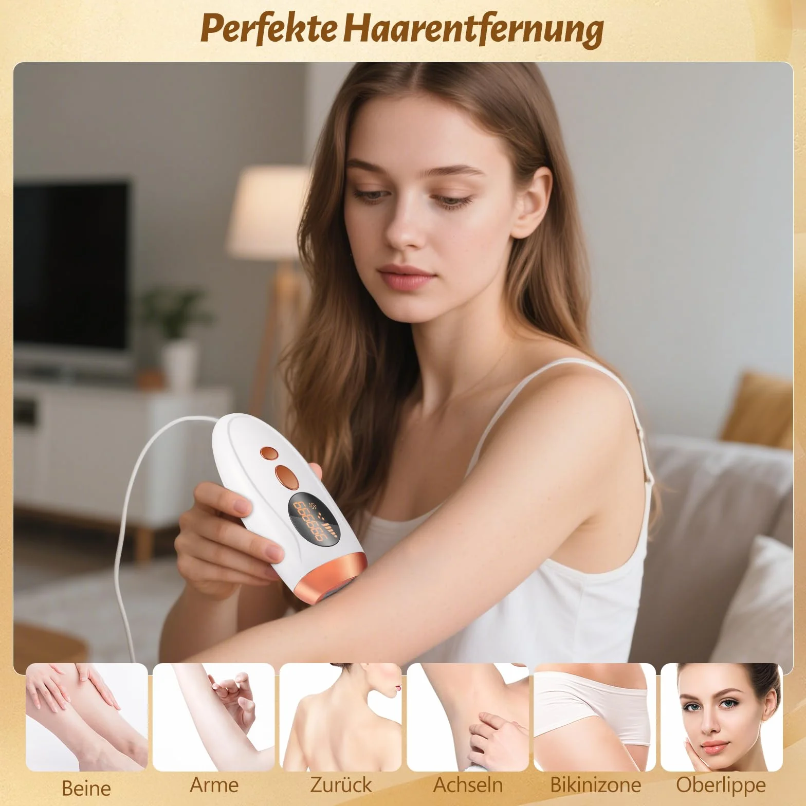 IPL Depilazione - Depilazione indolore e permanente con luce pulsata intensa (IPL) per viso e corpo, ideale per uso domestico, bianco