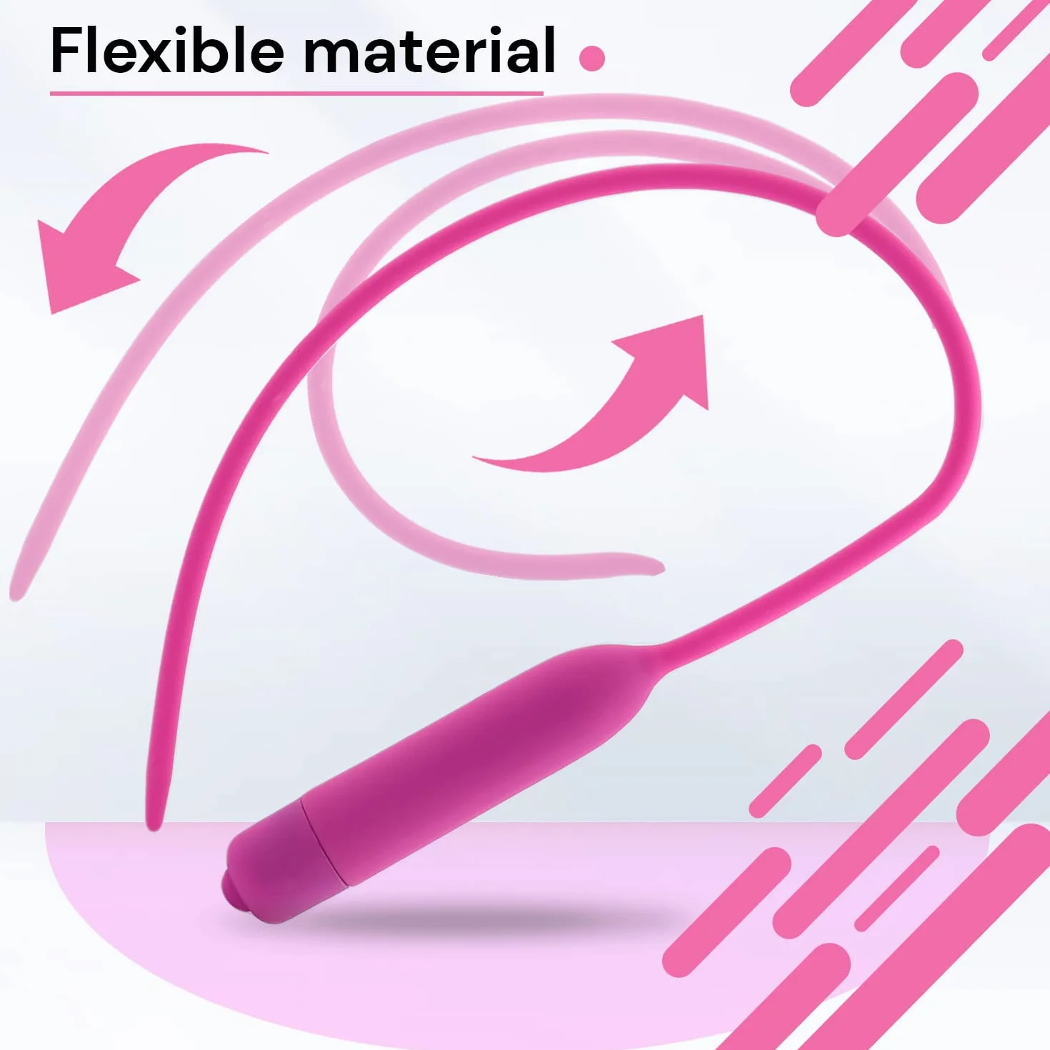 Sonda uretrale maschile in silicone 46cm ⌀0,51cm vibrante per giochi erotici