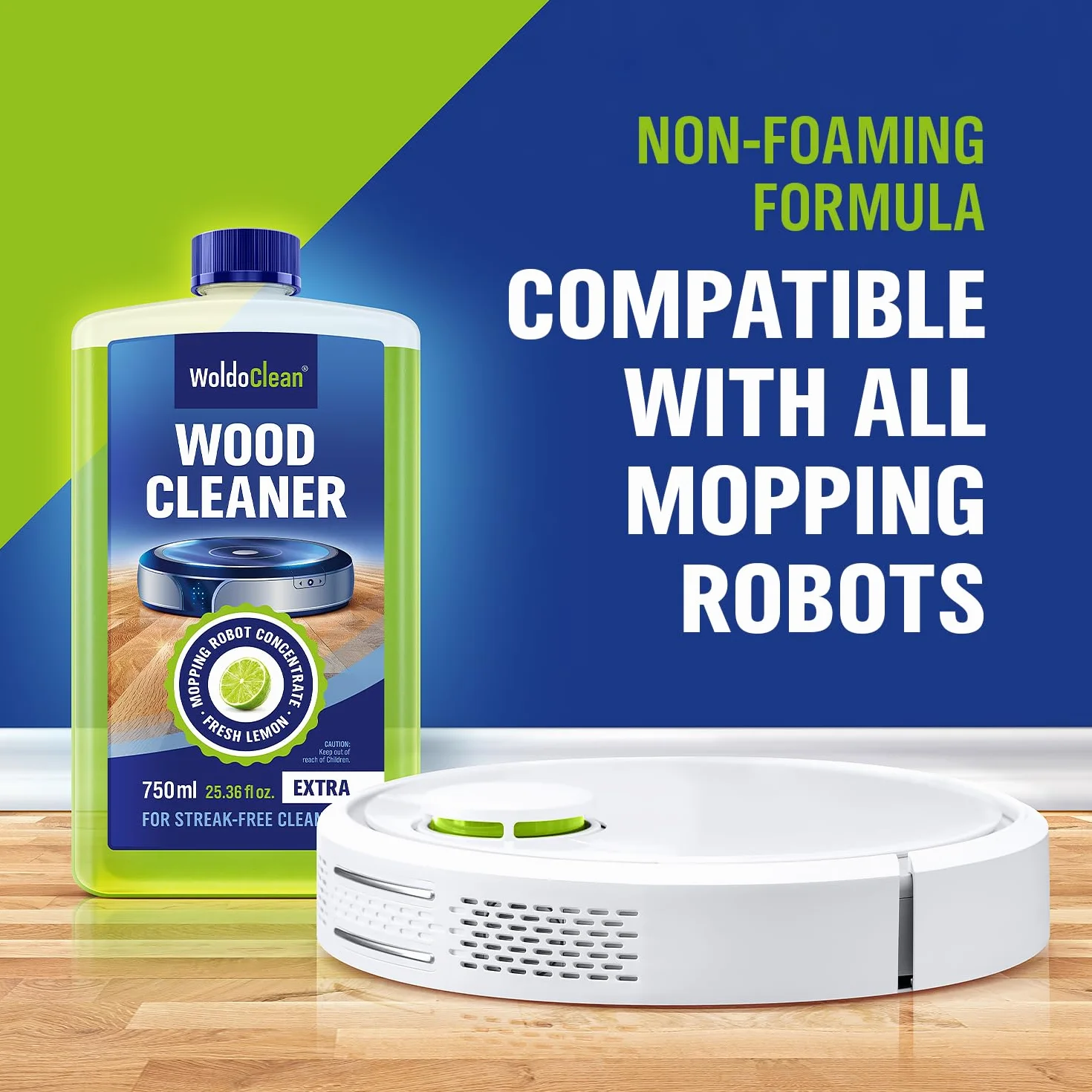 WoldoClean Detergente per Robot Lavapavimenti 750ml - Pulitore Concentrato Agrumi per Parquet e Laminato