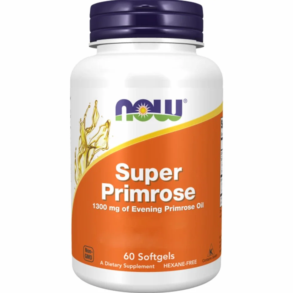 Now Foods Super Primrose Olio di Enotera 1300mg 120 Capsule Morbide Testato in Laboratorio Senza Soia Senza Glutine Non OGM