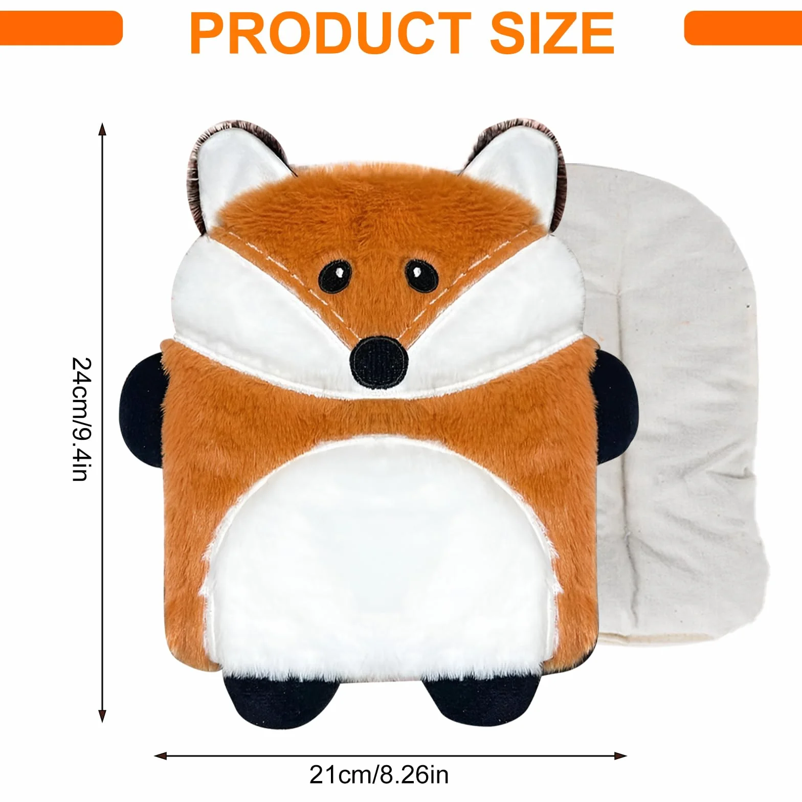 Cuscino termico Microonde Animali Borsa dell'acqua calda per Microonde, Borsa dell'acqua calda Animale per Donna Bambini E Bambino Alla pancia Collo e Dolori di regolazione (Volpe)