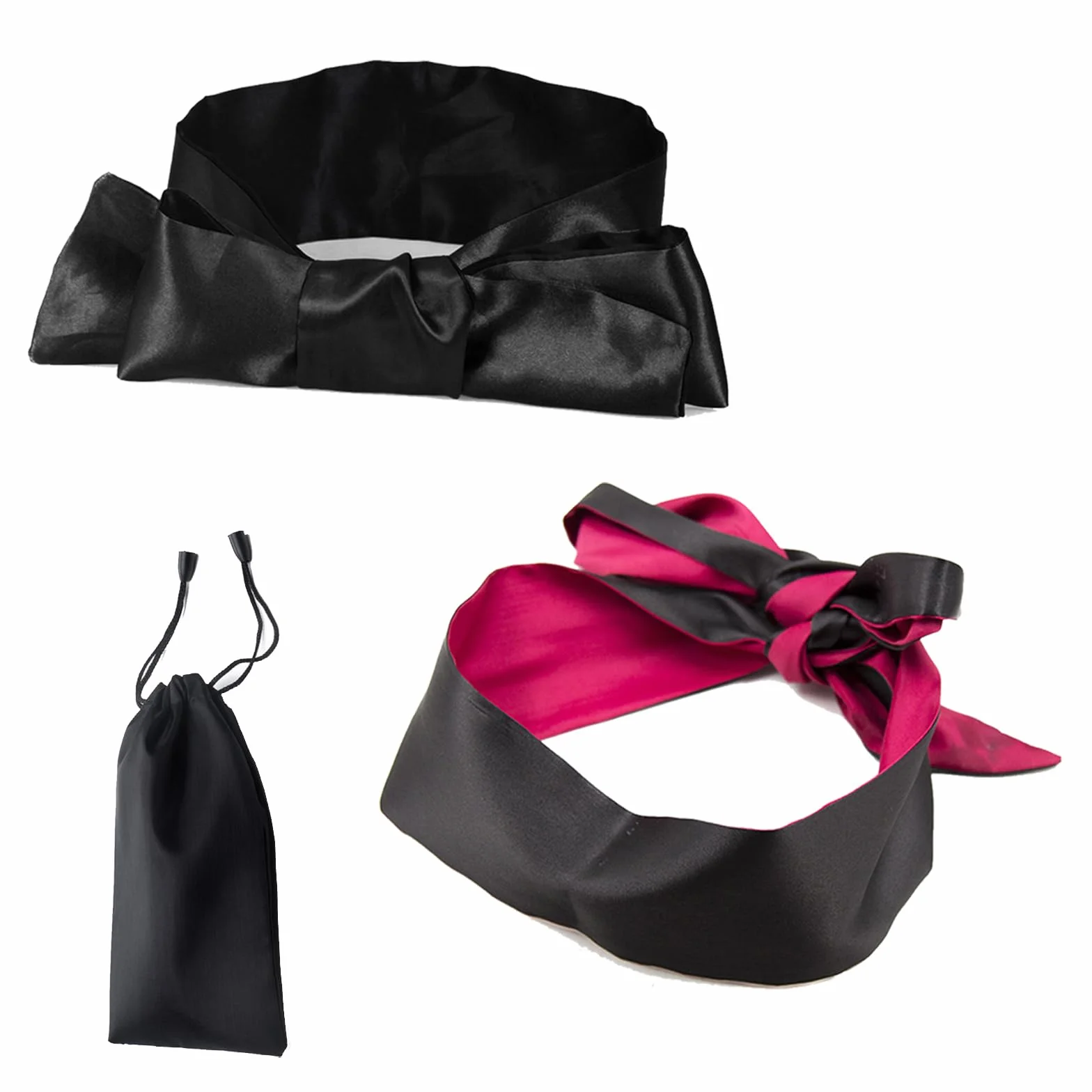 Maschera per Occhi in Raso Benda Sexy 2pcs Nero Rosa Nera
