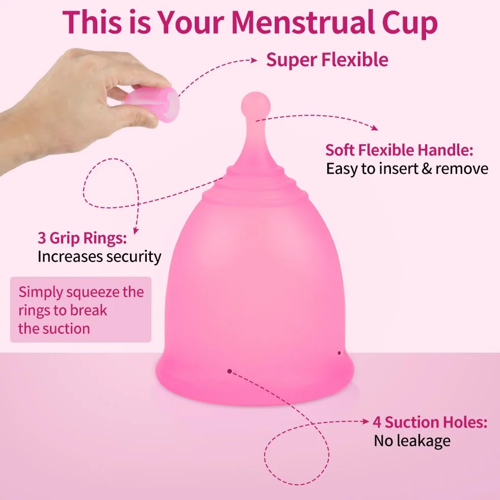 ACWOO Coppetta Mestruale, 2 PCS Menstrual Cup in Silicone Medicale, Anallergica, Riutilizzabile Coppette Mestruali,1 Borsa da Trasporto, Coppa Mestruale per Igiene Intima, Morbido Comoda