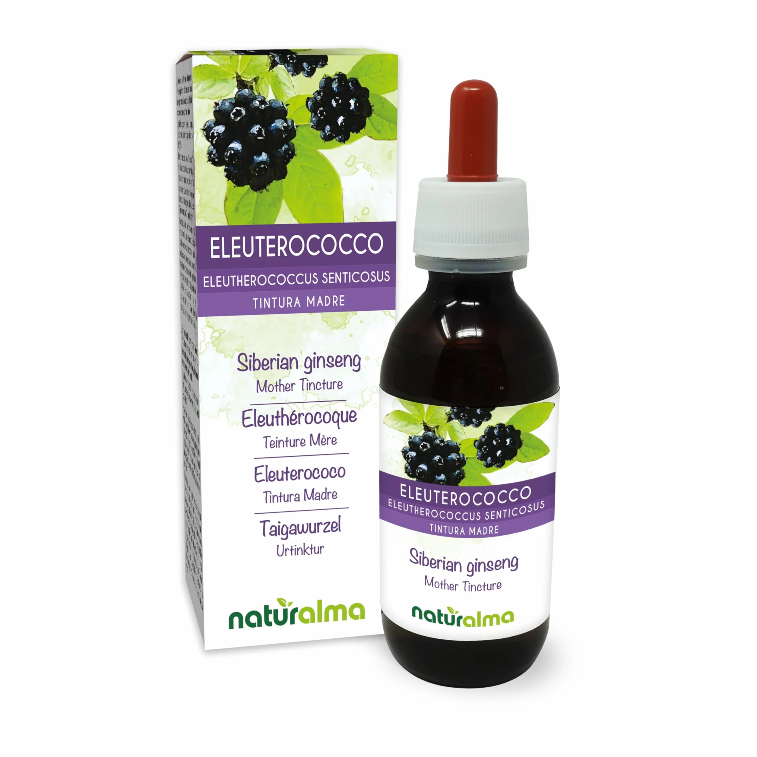 Naturalma Eleuterococco Tintura Madre analcoolica Estratto liquido gocce 120 ml Integratore alimentare Vegano