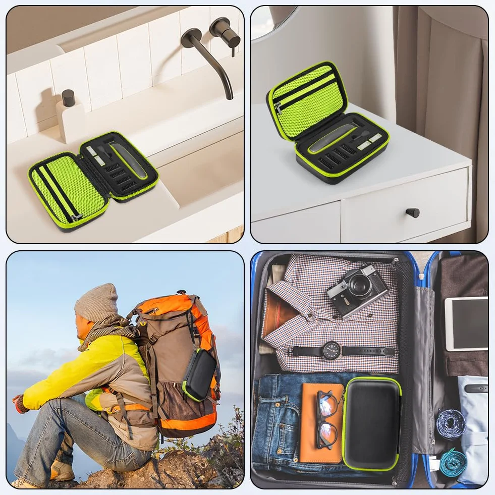 Custodia per Philips O Blade QP2520 QP2530 QP2620 QP2630 QP6550 Borsa Rigida in EVA da Viaggio Verde
