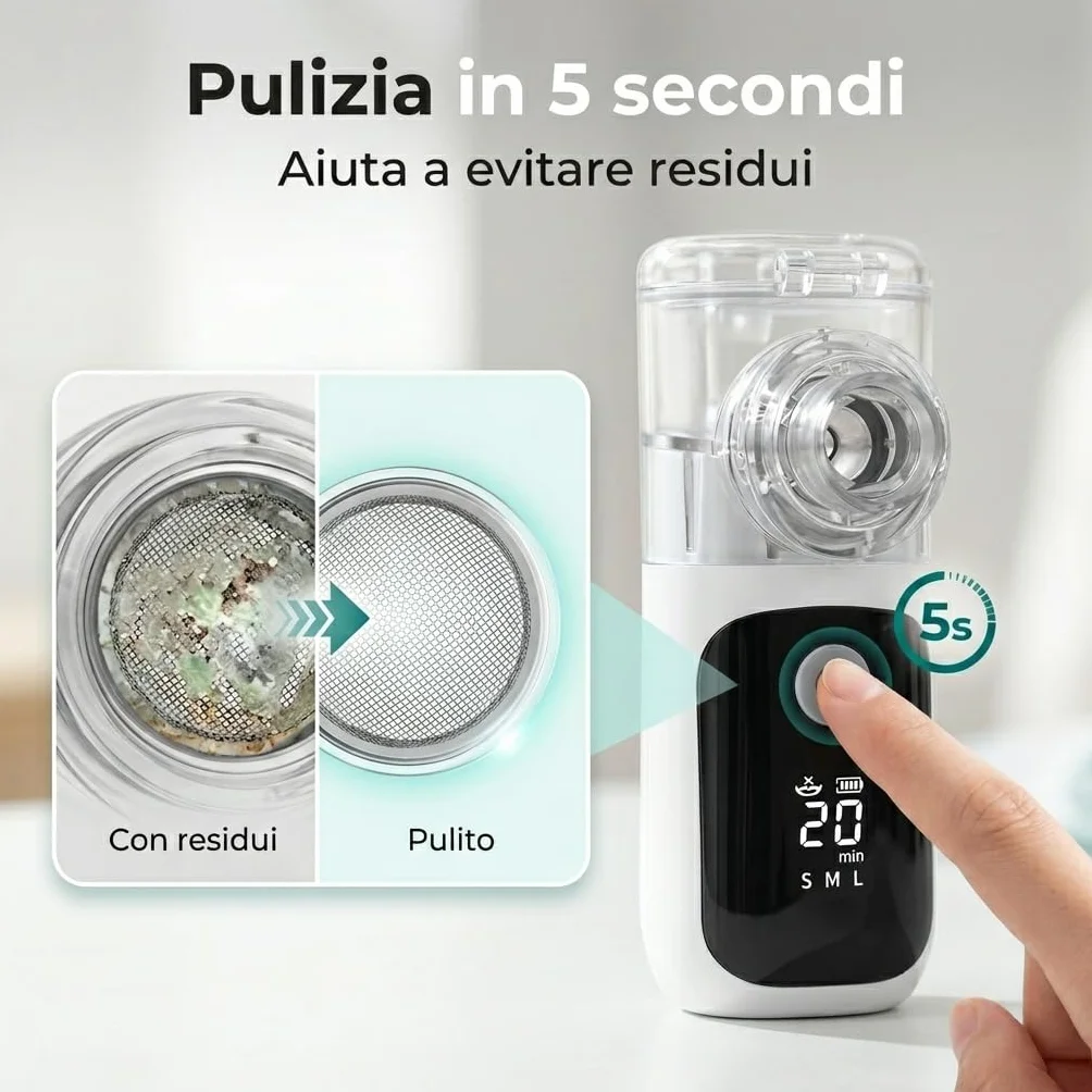 Aerosol Portatile Silenzioso USB-C con Batteria Ricaricabile per Adulti e Bambini
