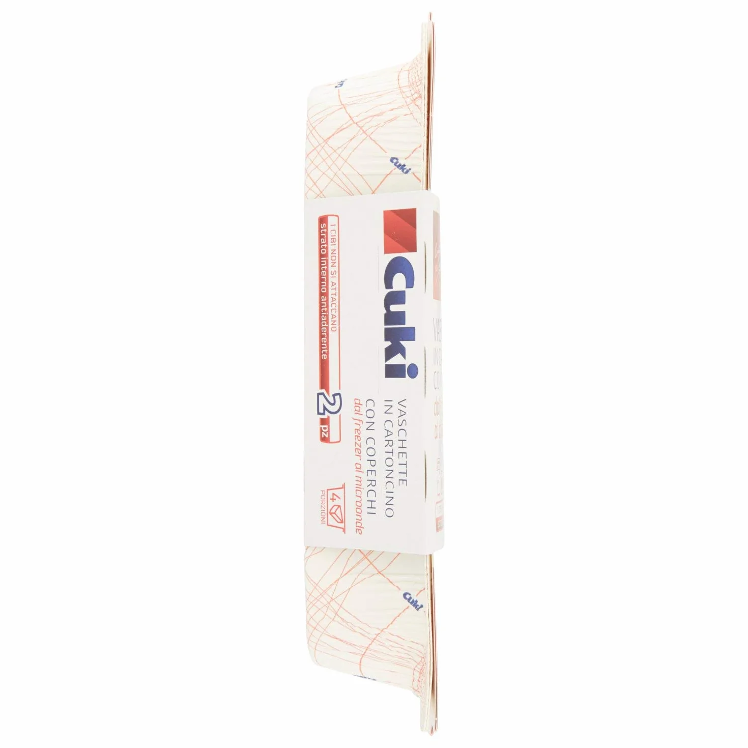 Cuki Vaschette Rettangolari in Cartoncino con Coperchi per Microonde e Freezer 4 Porzioni 50g
