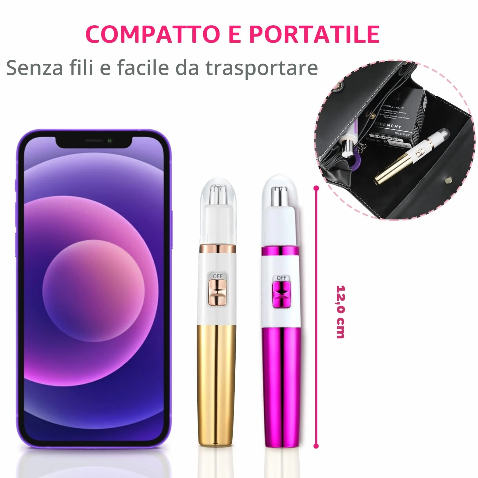 NUMIFUN Rasoio per da naso da donna, senza dolore, per orecchie e naso, per sopracciglia, orecchio, nasos, professionale, impermeabile, oro rosa