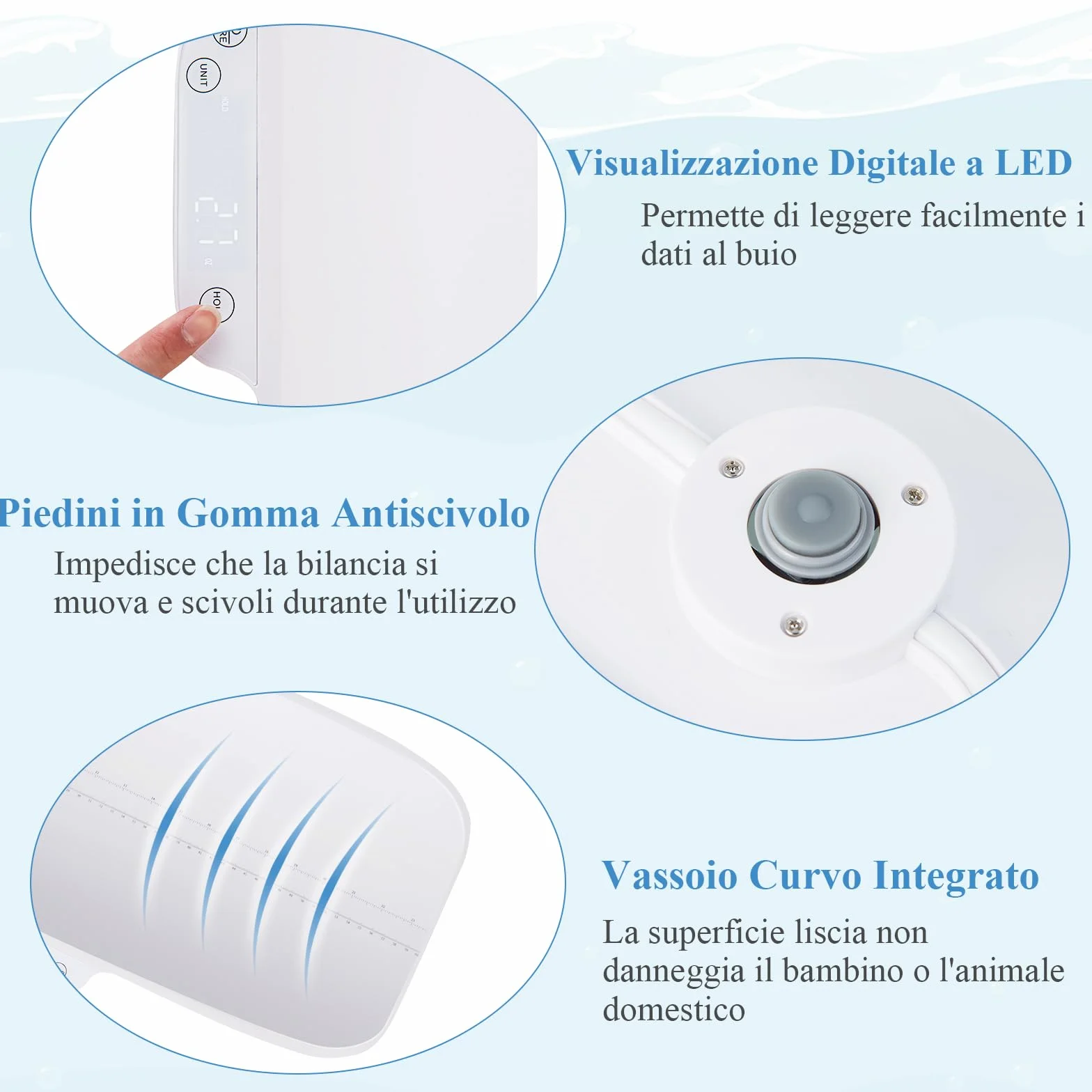 GYMAX Bilancia Digitale per Neonati, Funzioni Hold & Tare, Display LED, 30 kg, Bluetooth