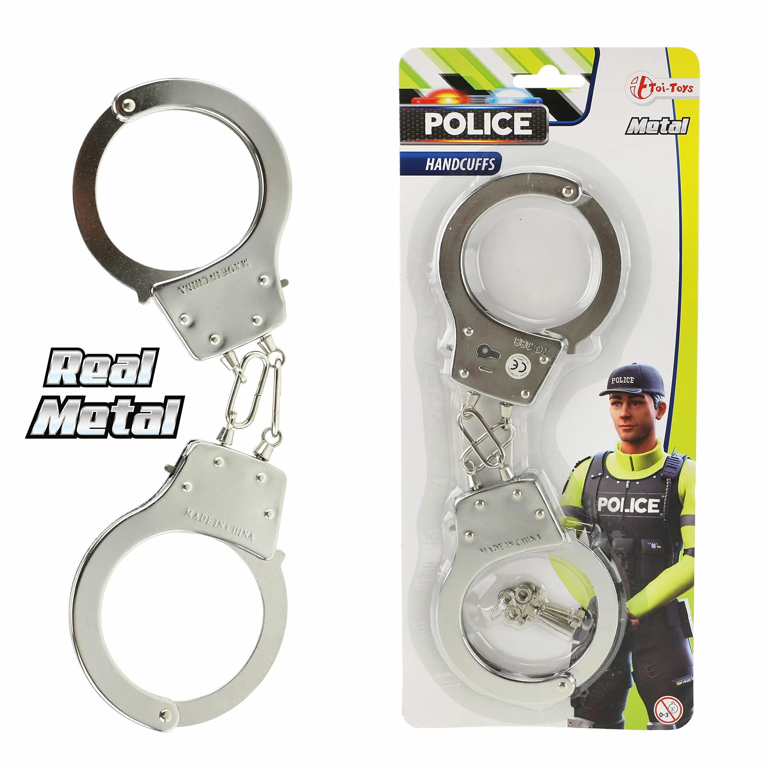 TOI-Toys Bambini Manette Polizia in Metallo Circa. 28 cm