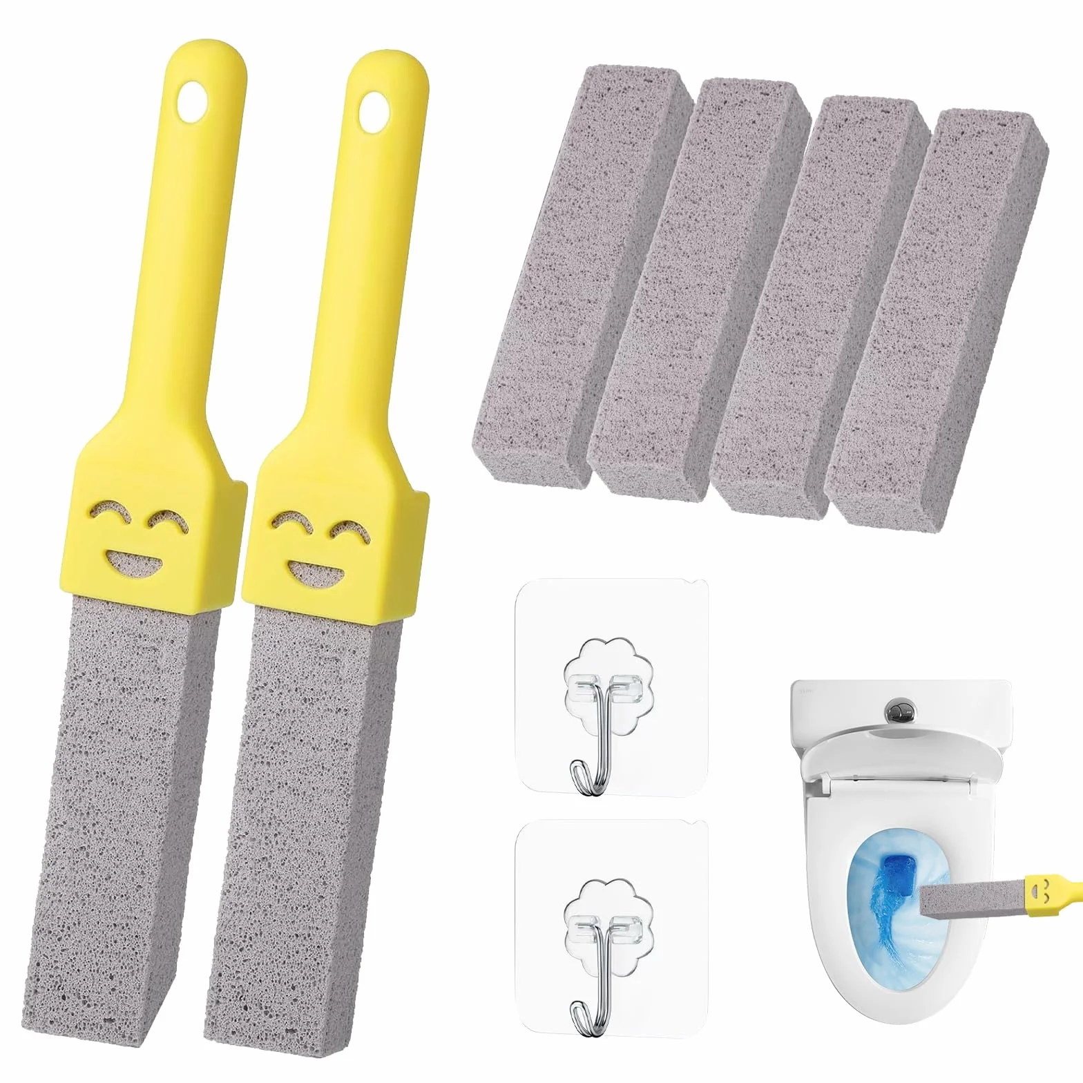 Xmart 6 pezzi Pietra Pomice Detergente per WC con 2 Manici 2 Ganci