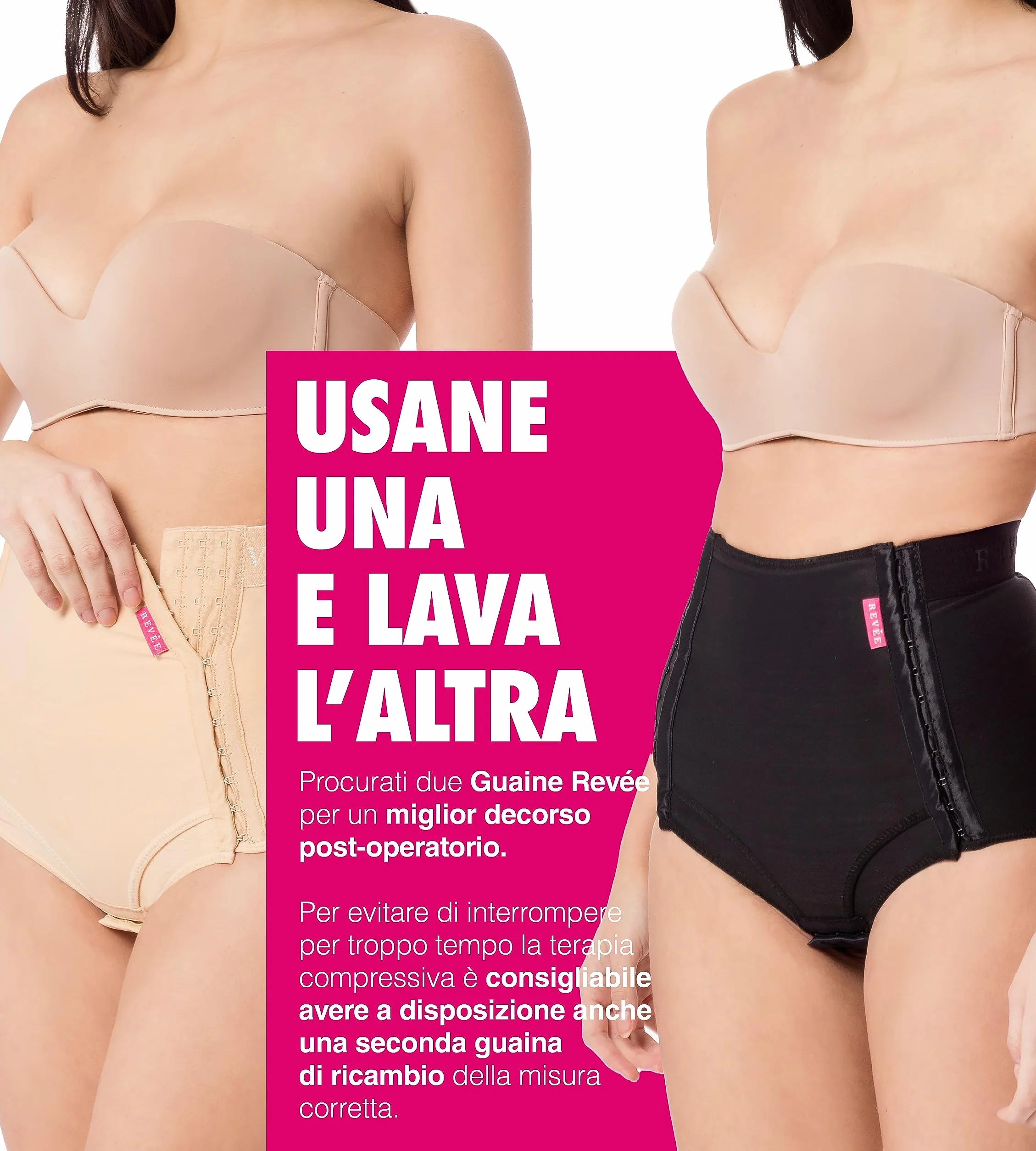 REVÉE Guaina Compressiva Post-operatoria - Guaina Post-Parto Cesareo, Isterectomia, Mini-Addominoplastica, Lipofilling, Fascia Addominale Donna Post-Parto - Terapia Compressiva (Nero, M)