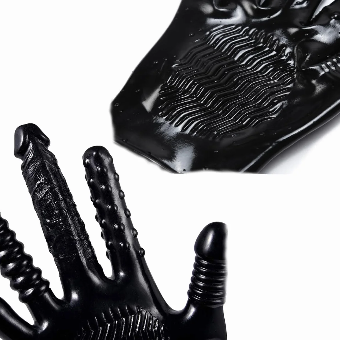 Vibratore per dita medie, dildo vibrante, guanti per masturbazione, impermeabili, in lattice, fetish, guanti multifunzione (1 guanto per la mano destra)