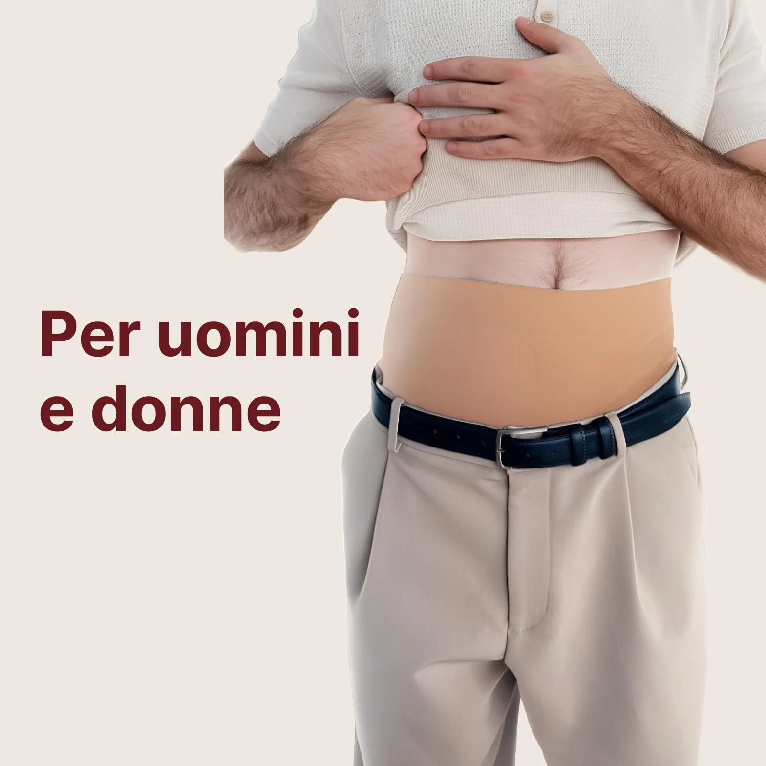 Glico Line Fascia Giorno Plus per Stomia Unisex, Ideale per Giorno e Notte, Tasca Interna per Contenere la Sacca, Made in Italy, Beige, M