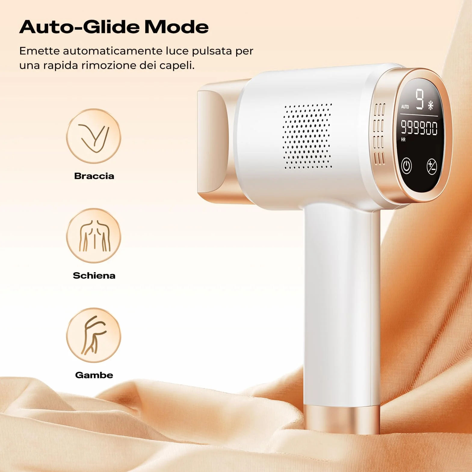 21J Epilatore Luce Pulsata con Raffreddamento a Ghiaccio 8°C, Epilatore Laser a 9 Livelli e Luce Rossa 600NM, Epilatore a Luce Pulsata Touchscreen per Uomini,Donne,Viso, Braccia, Zona Bikini, Corpo