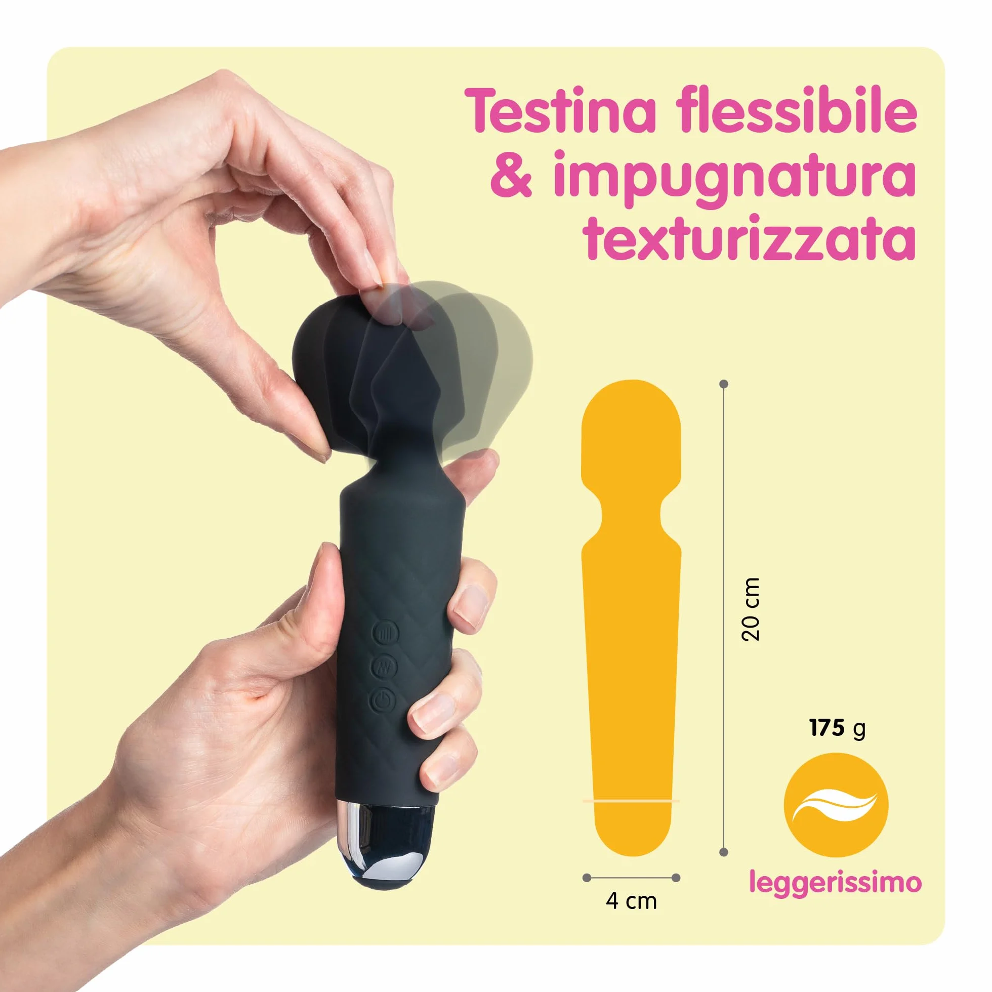Oliver James Massaggiante Personale Elettrica, 20 modalità di vibrazione 8 velocità per Massaggi Rilassanti e per Alleviare la Tensione Muscolare, borsa da viaggio (Edizione limitata: Memoria Nero)
