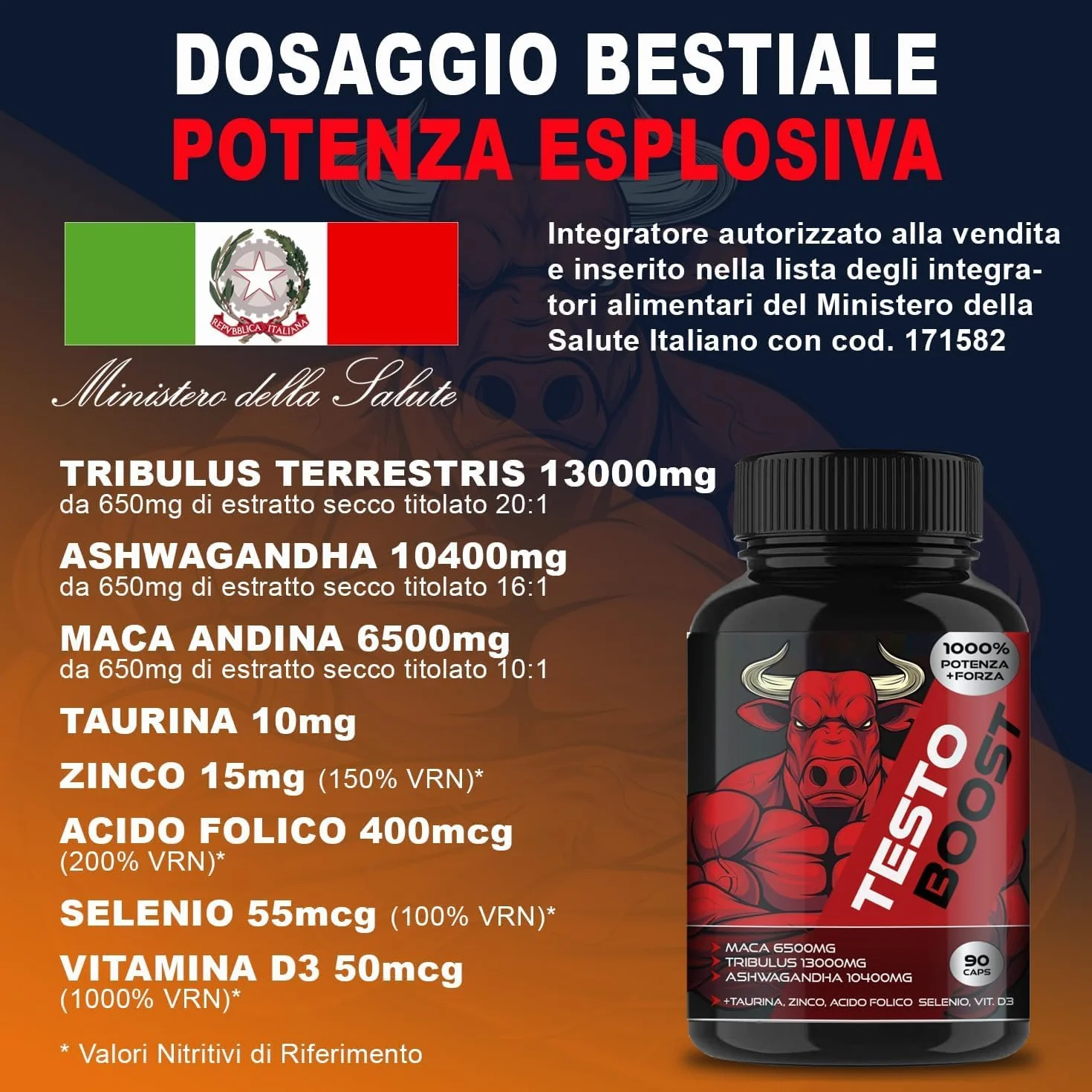 Maca 6500mg, Ashwagandha 10.400m,g Tribulus 13.000mg + Taurina, Zinco e Selenio | Alto Dosaggio, 120 Capsule
