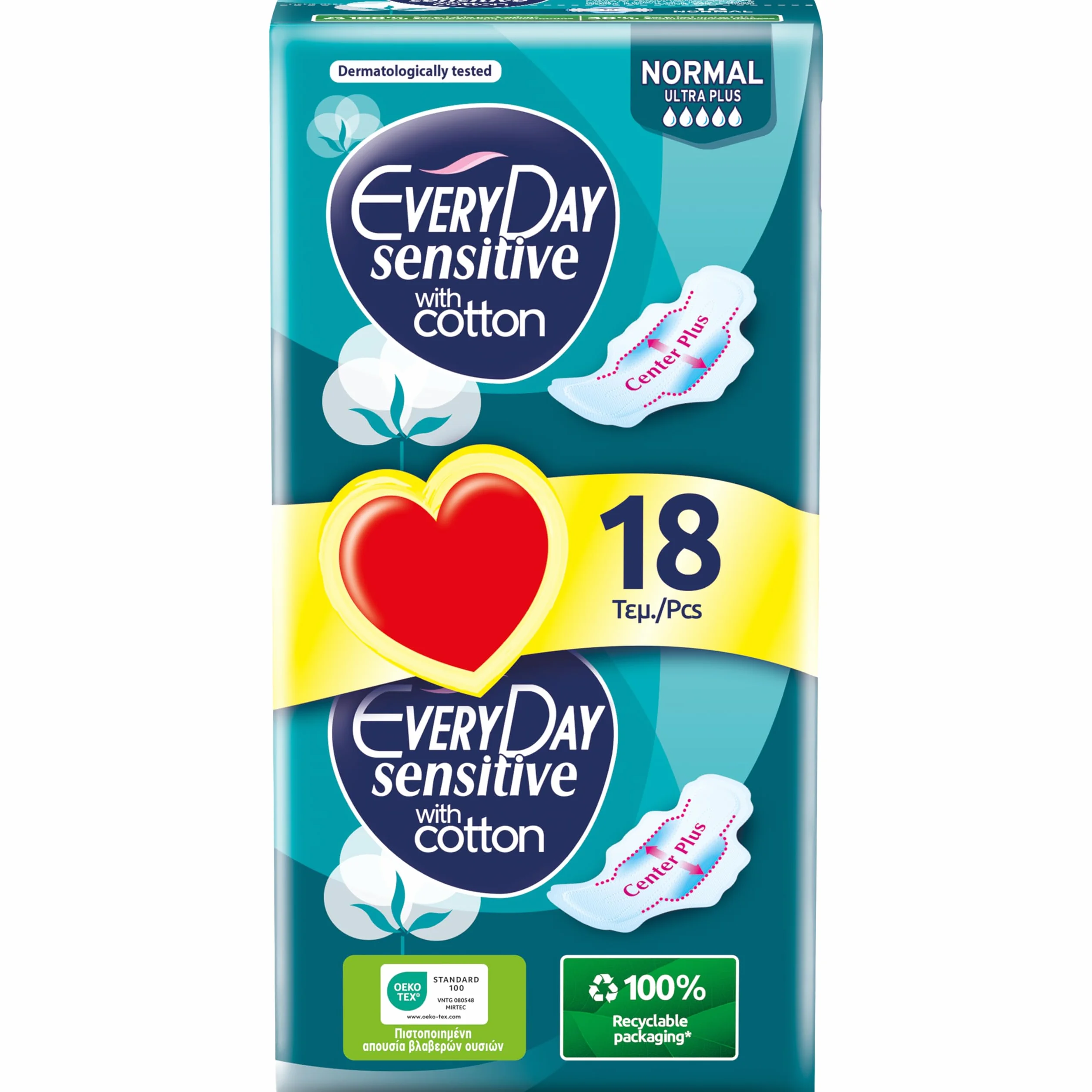 EveryDay Sensitive Cotton Assorbenti Ultra con Ali, 18 Unità