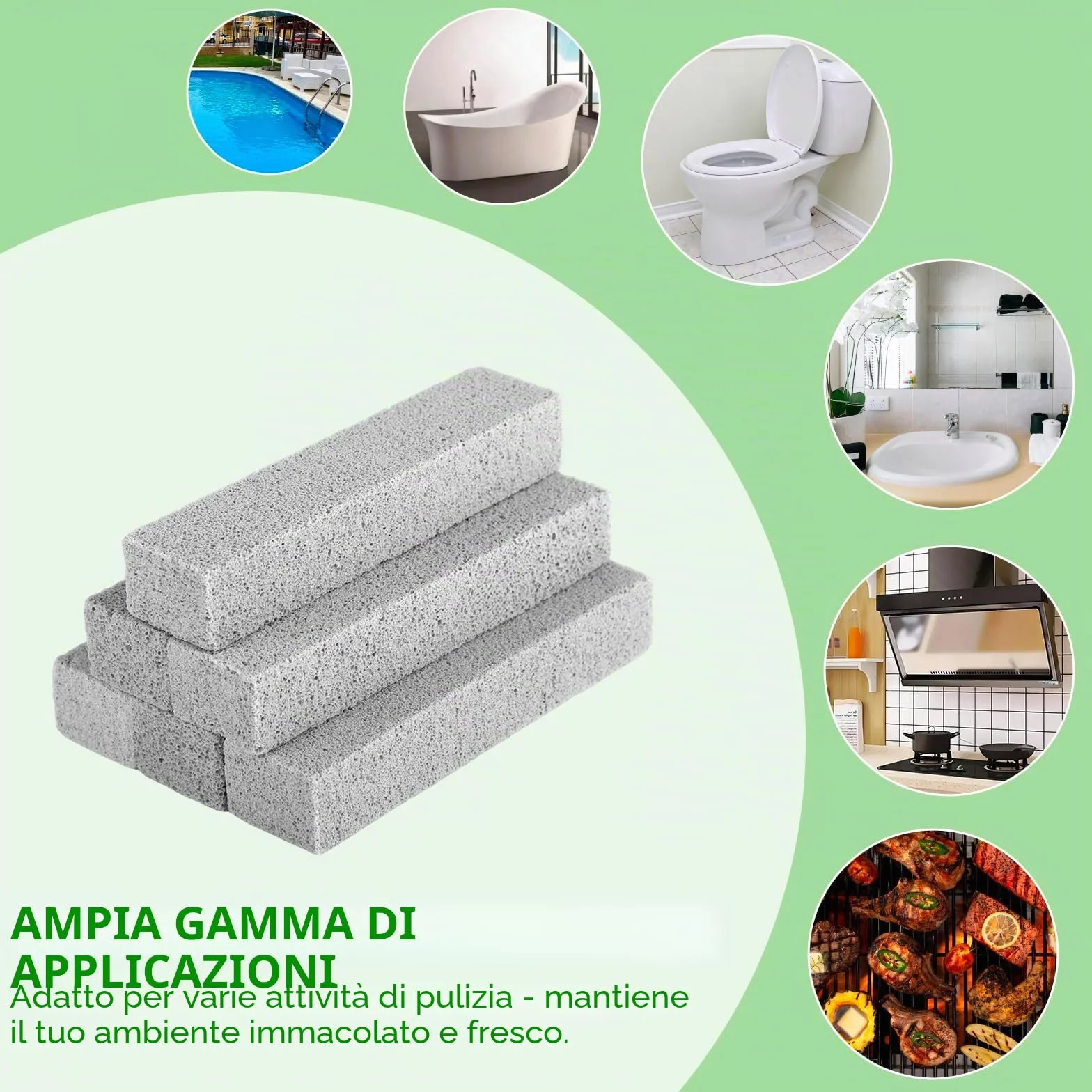 Pomice Extra Forte 6 Pezzi – Blocco Pulente WC Ceramica Bianca, Strumento Pulizia Bagno e Grill