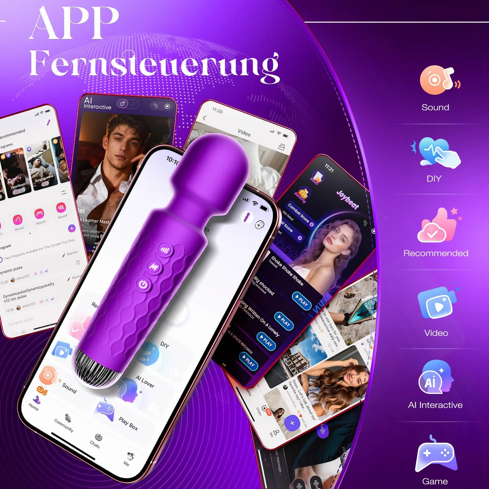 Gobeken Vibratore don, dildo con di vibrazione, sex toys vibratoreper don professiole 20 frequenze 10 intensità di vibrazione, vibratoriper donne sexytoysys don viola, vibratoreper don clotoride