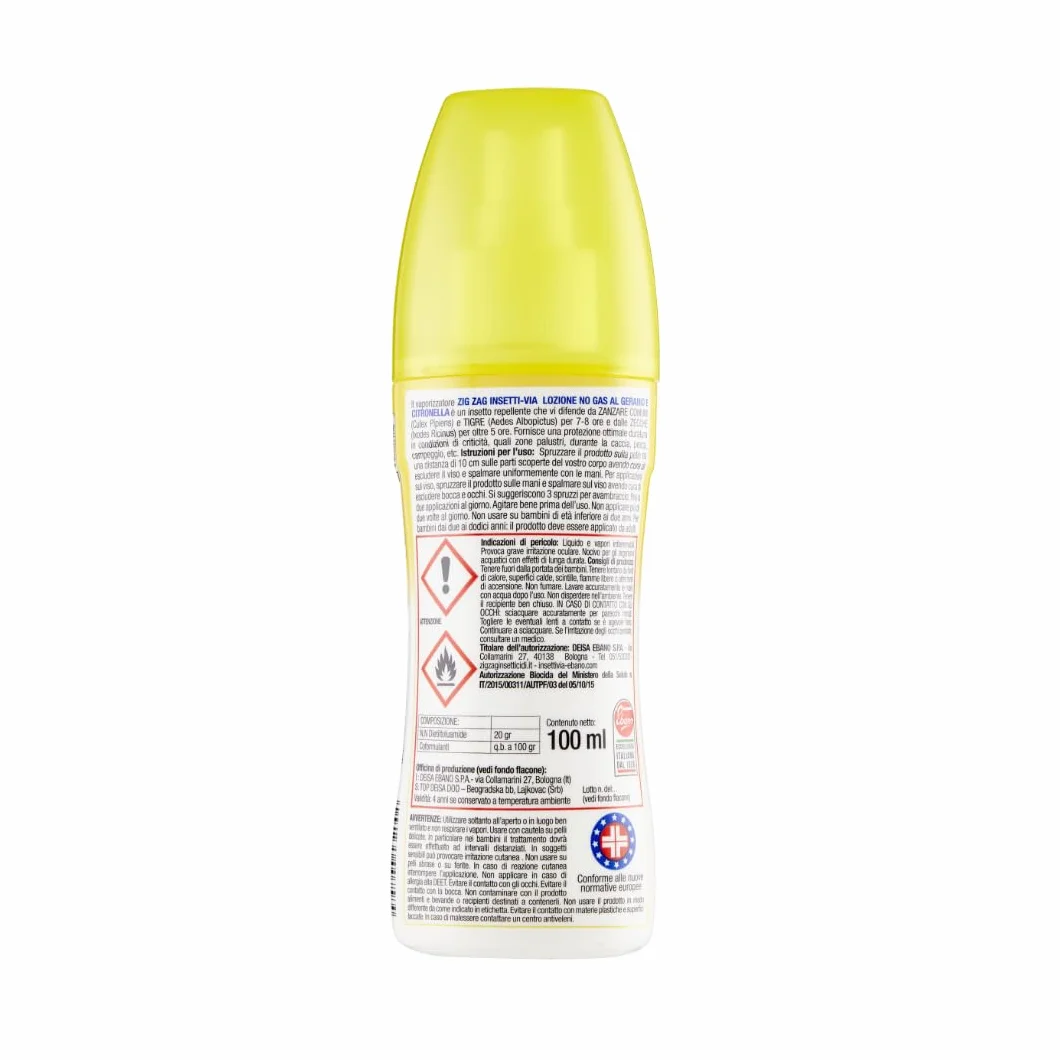 ZIG-ZAG Lozione repellente per zanzare Profumo geranio e citronella 100 ml