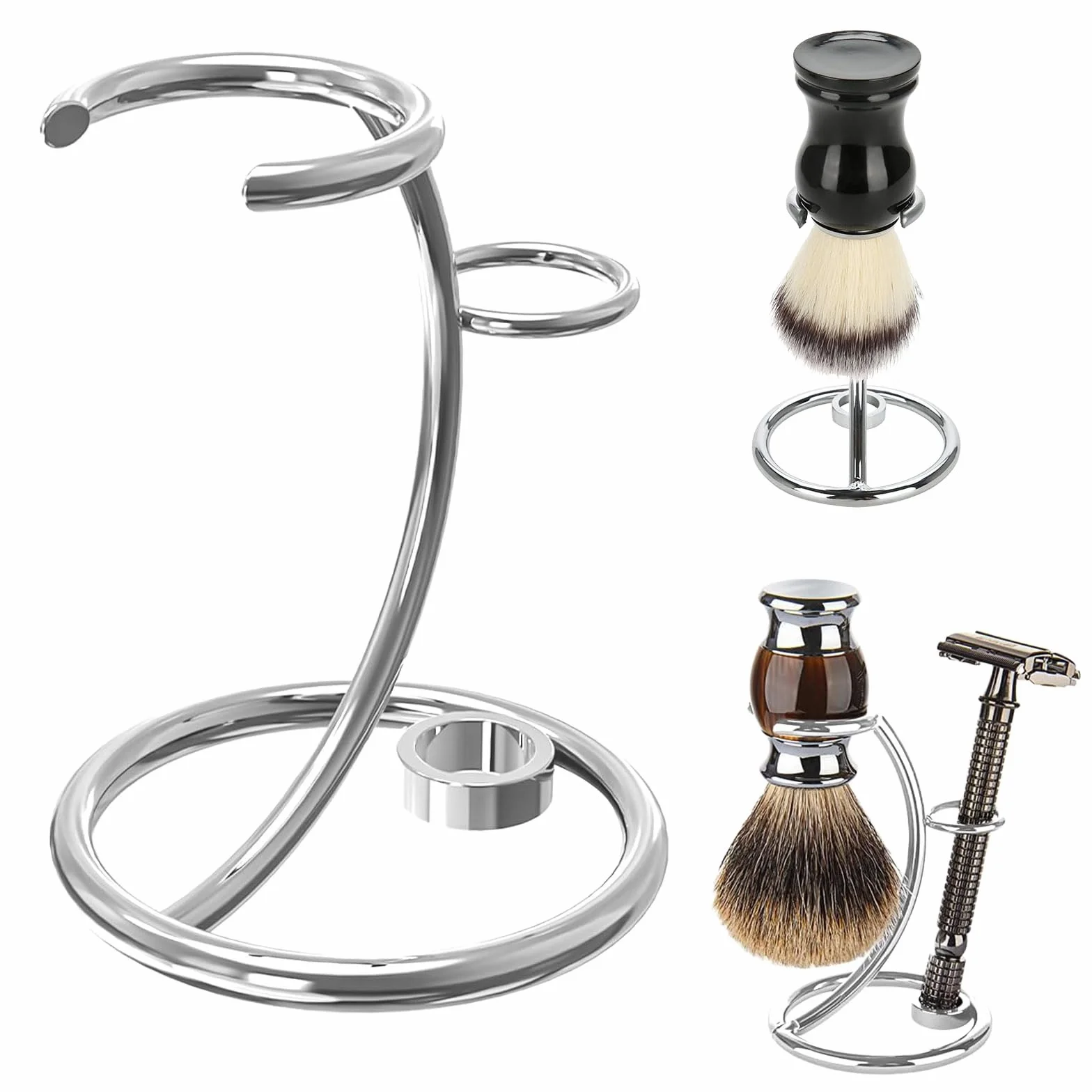 Aatpuss Supporto Per Pennello da Barba, Supporto da Barba In Acciaio Inox Per Uomo, Supporto Portatile Per Rasoio e Pennello, Supporto Per Pennello da Barba In Acciaio Inox Adatto Per Regali da Uomo