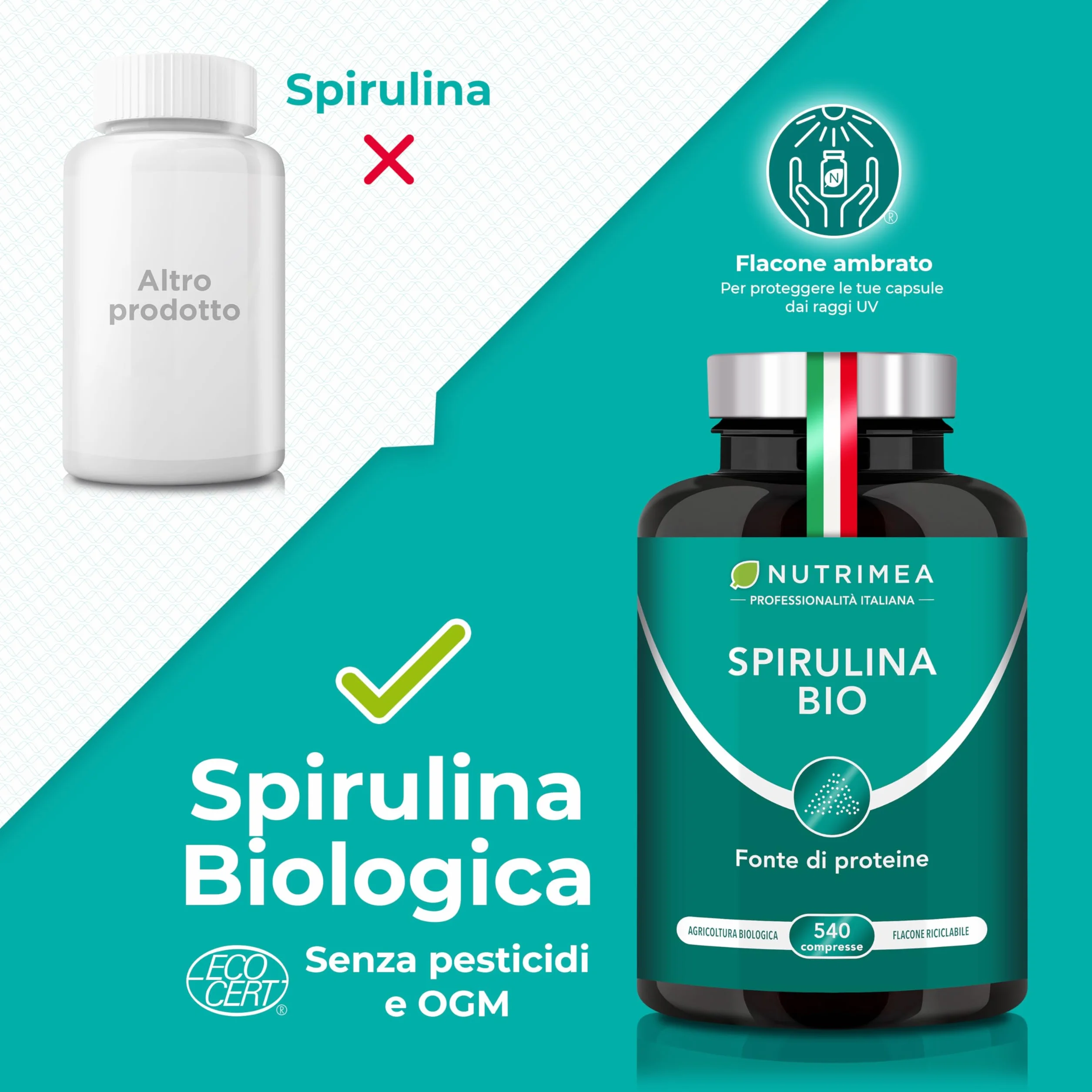 Spirulina Biologica Pura 540 Compresse 1500 mg Nutrimea